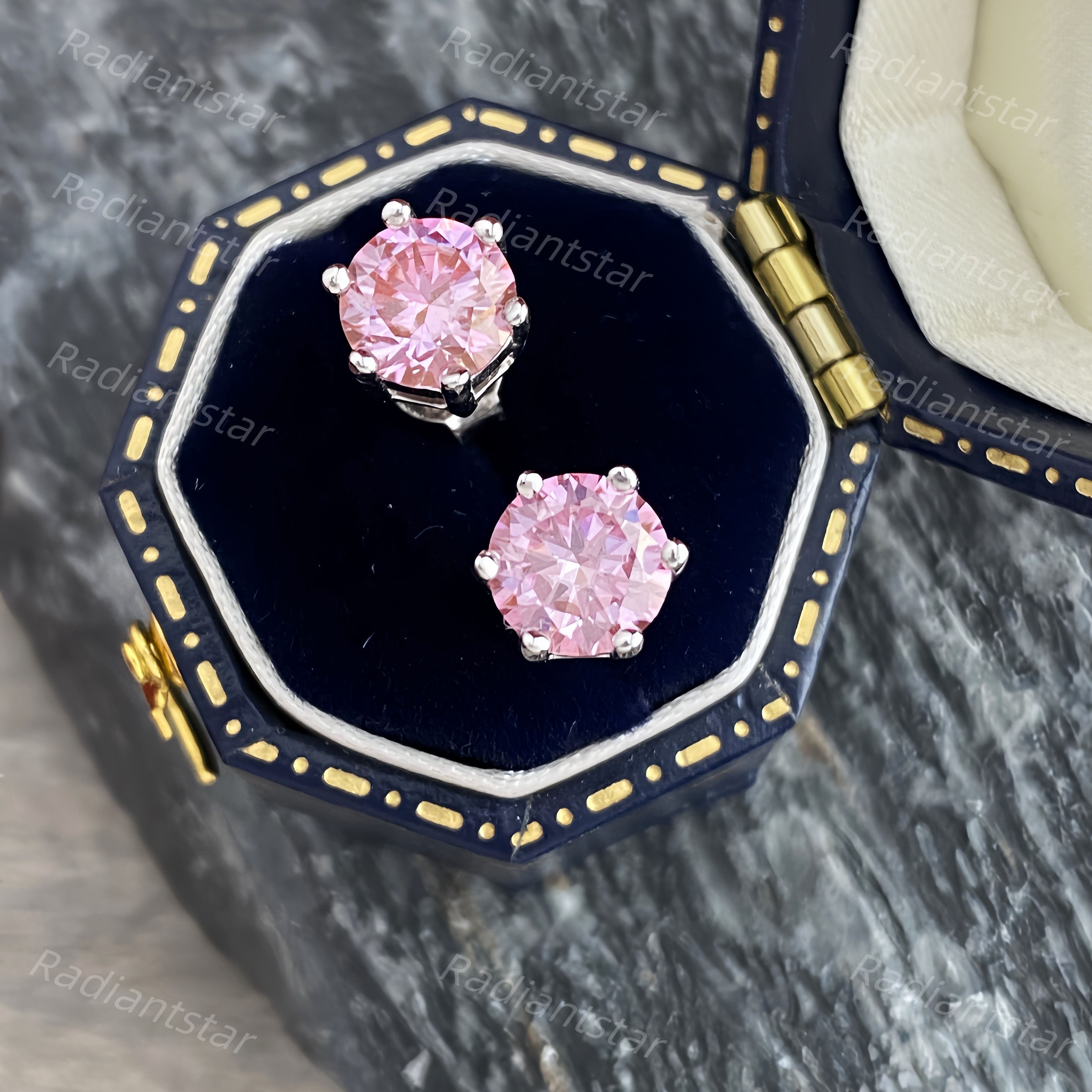 Other NEW 2ct. Pink Moissanite 6 Prone Solitaire Stud Earrings Size ONE SIZE - 3 Thumbnail