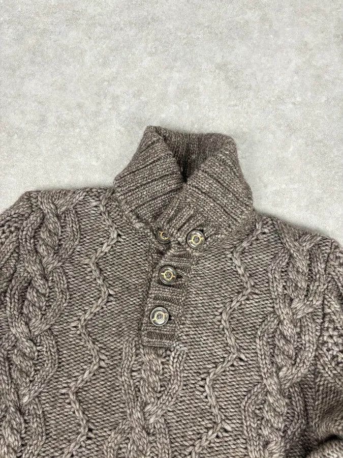 Roberto Cavalli AW2007 Cavalli Grey Wool Cable Knit Logo Buttoned Sweater Size US M / EU 48-50 / 2 - 4 Thumbnail
