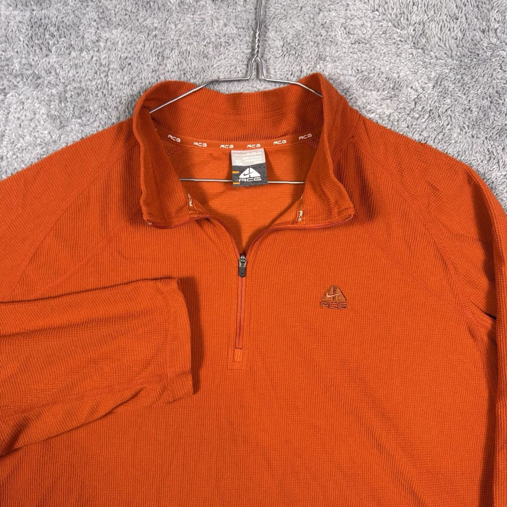 Nike ACG VINTAGE Nike ACG Jacket Mens XL Grid Fleece 1/4 Zip Orange 48 in Chest Long Sleeve Mid-Length 1/4 Zip Mens Jacket Vintage Y2K Pullover Sweatshirt Size US XL / EU 56 / 4 - 4 Thumbnail