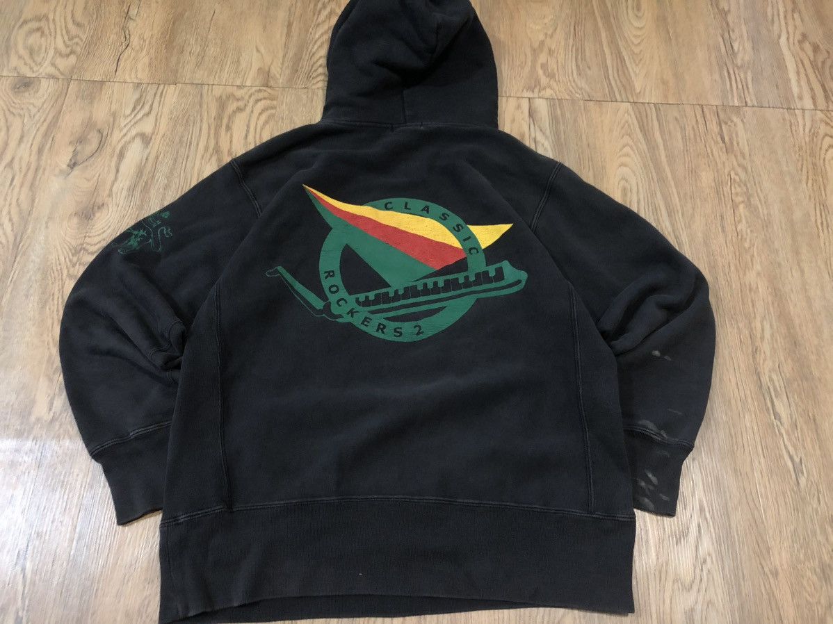 image of Vintage Classis Rock Record Rastafari Hoodie Bob Marley in Black, Men's (Size Small)