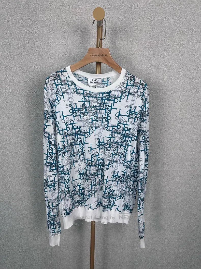 Hermes Hermes White printed knitwear Size M / US 6-8 / IT 42-44 - 1 Thumbnail