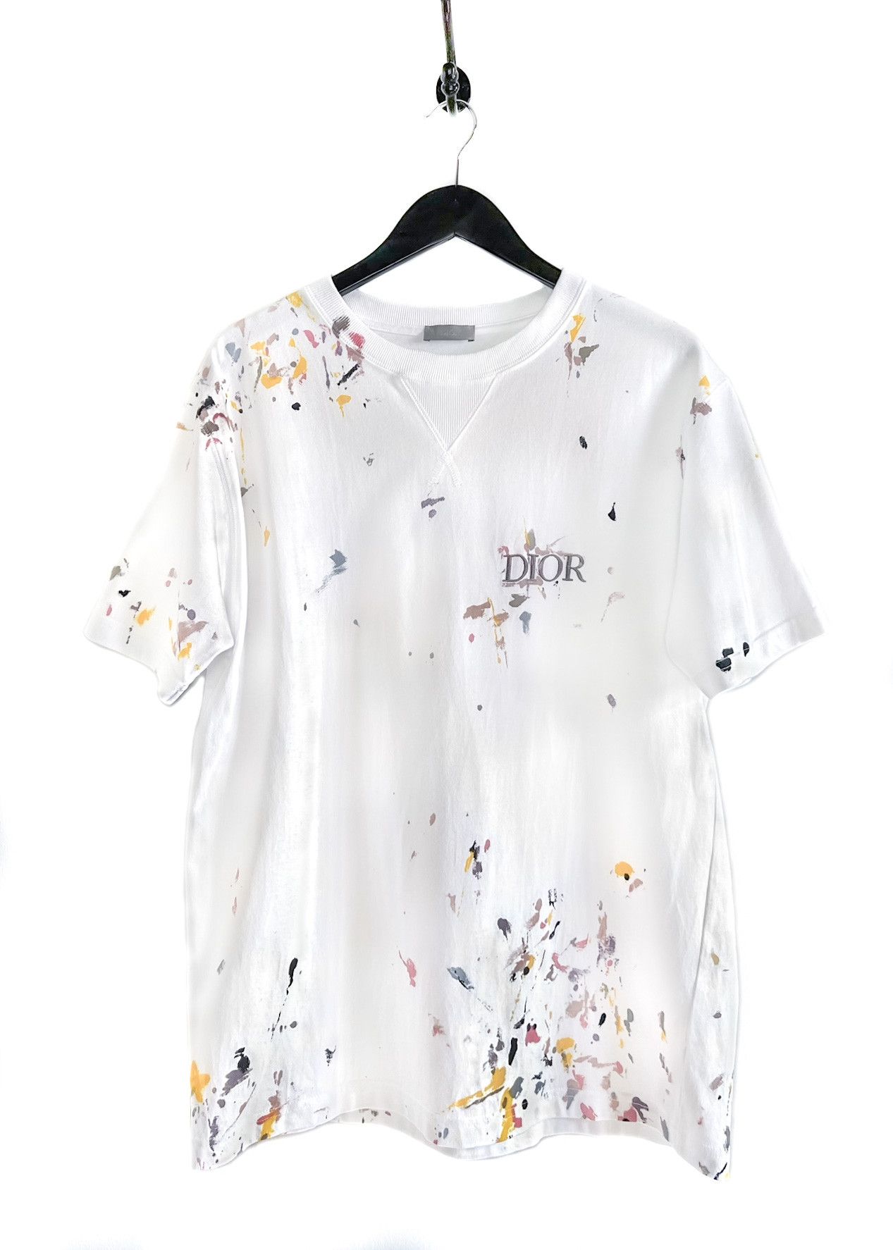 Dior Dior 2021 White Paint Splatter Logo T-shirt | Grailed