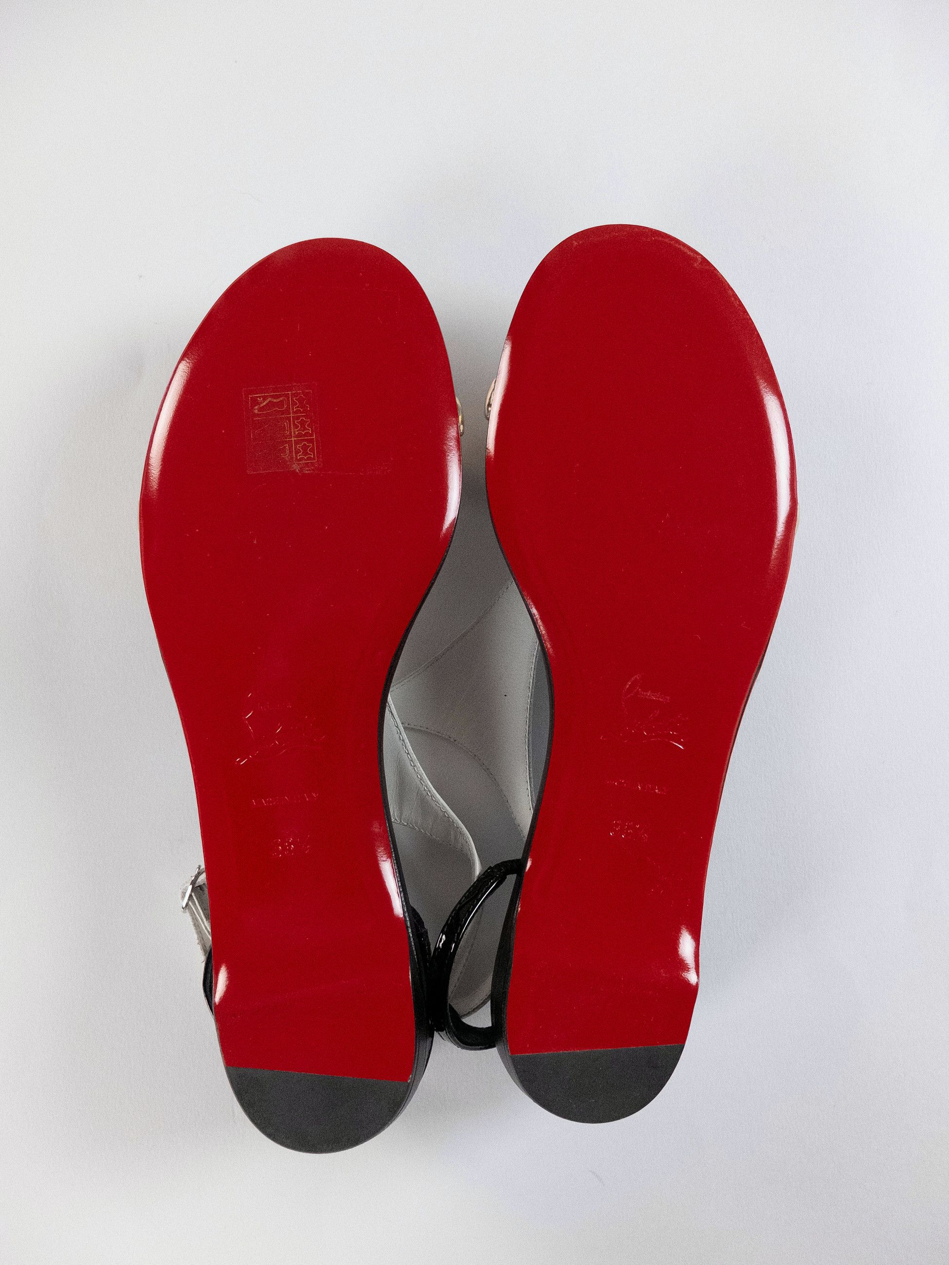 Christian Louboutin CHRISTIAN LOUBOUTIN Athinita black & white leather sandals Size US 8.5 / IT 38.5 - 10 Thumbnail