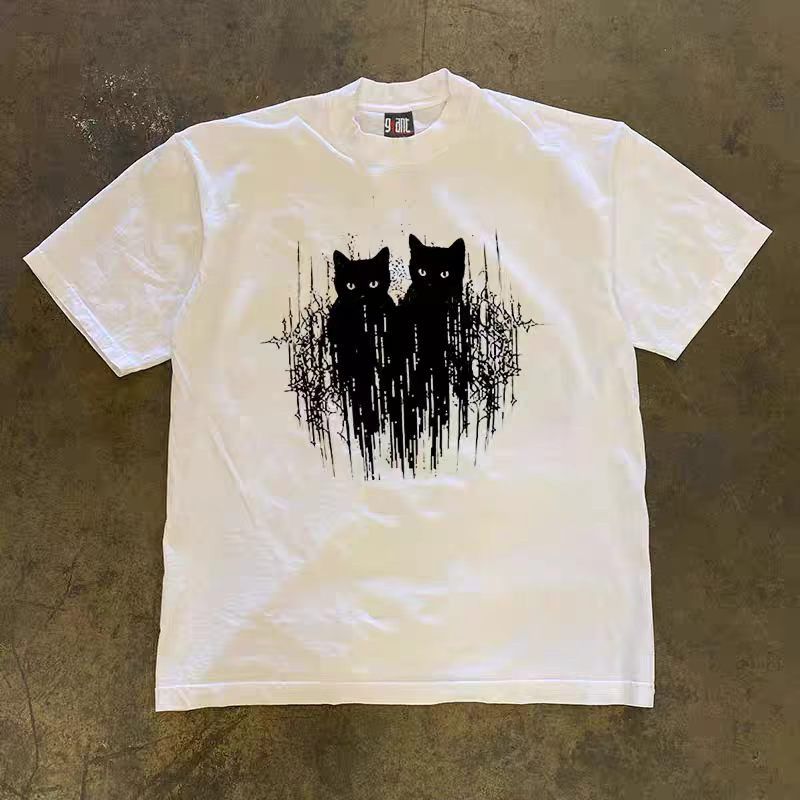 Vintage White washed vintage black cat print t-shirt Size US M / EU 48-50 / 2 - 1 Thumbnail