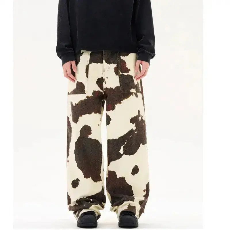 Japanese Brand Retro loose wide leg cow print jeans Size US 32 / EU 48 - 1 Thumbnail