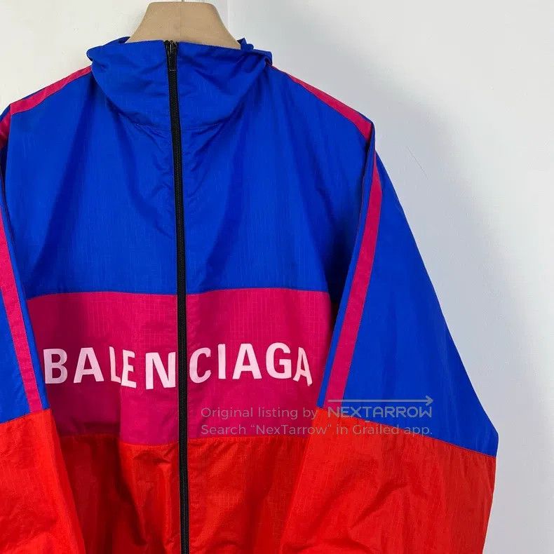 Balenciaga Balenciaga Red, Blue, and Pink Patchwork Big Logo Windbrea Size XXS / US 00 / IT 34 - 4 Thumbnail