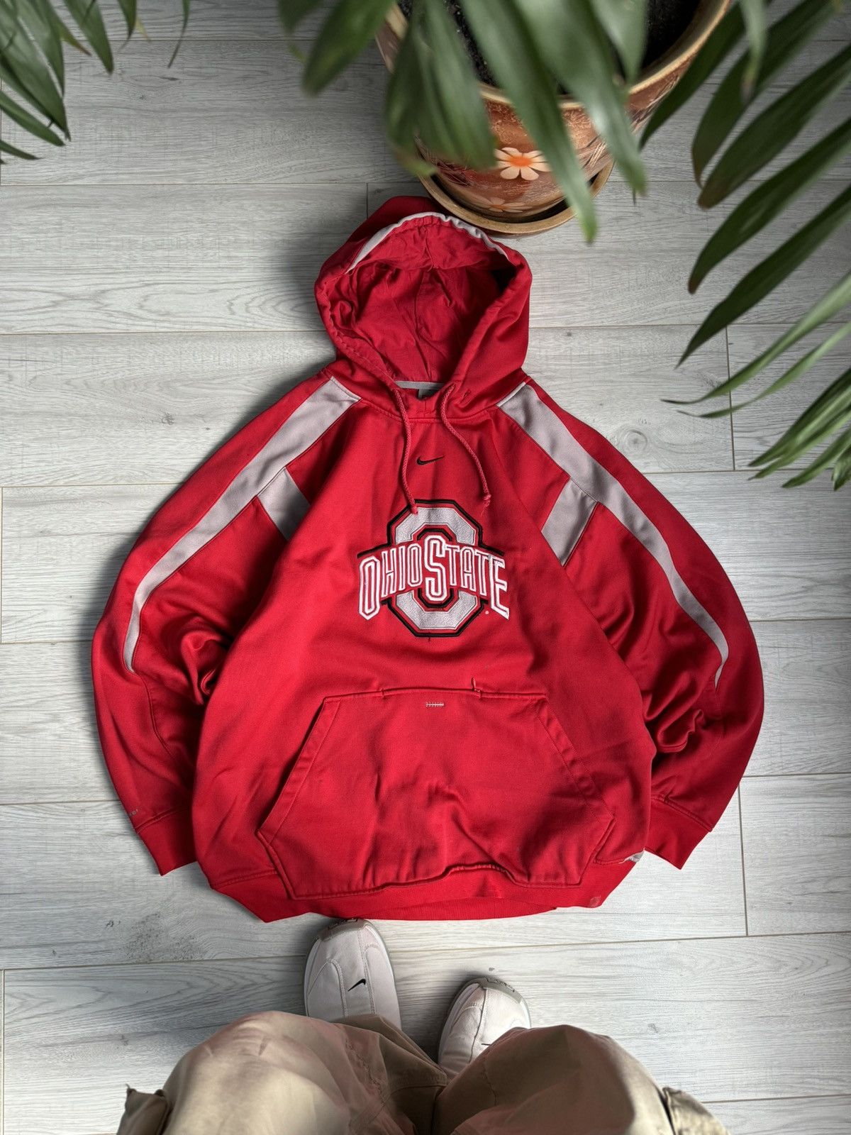 Nike × Vintage Vintage Nike Logo USA Ohio State central swoosh hoodie Size US L / EU 52-54 / 3 - 1 Thumbnail