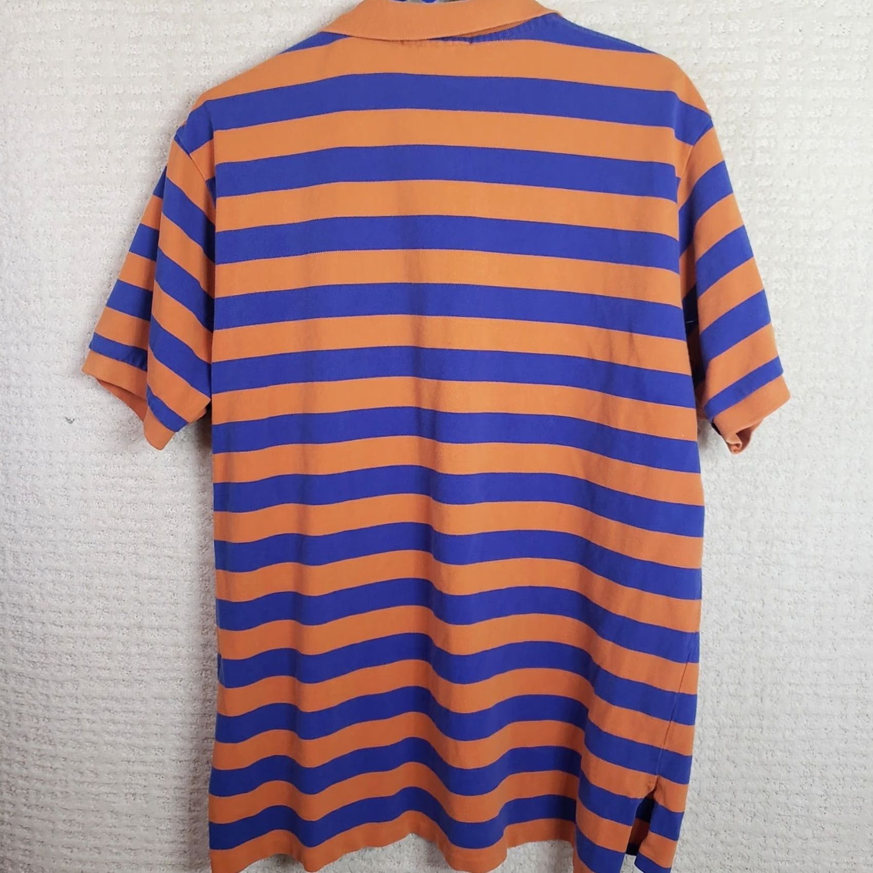 Ralph Lauren Polo Ralph Lauren Polo Golf Shirt XL Orange Blue Stripe Knit Cotton Short Sleeve Collared Button Logo Green Pony Mens Golf Classic Preppy Vintage No Size US XL / EU 56 / 4 - 7 Thumbnail