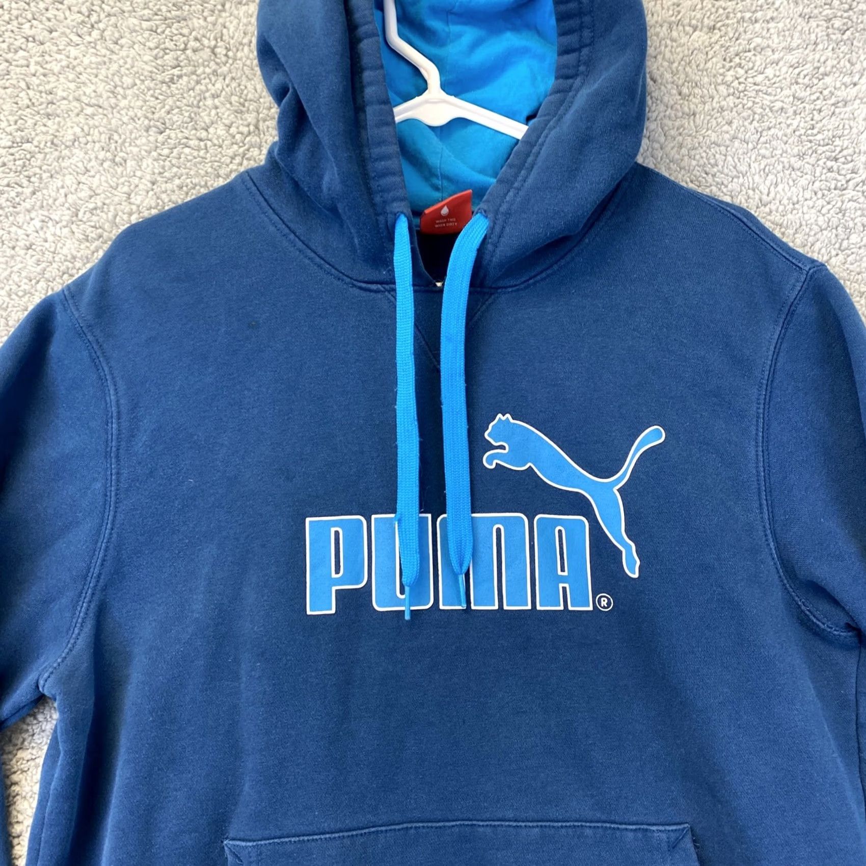 Puma PUMA Hoodie Mens Size M Turquoise Crew Neck Pullover Sweatshirt Long Sleeve Casual Modern Classic Fit Size US M / EU 48-50 / 2 - 2 Thumbnail
