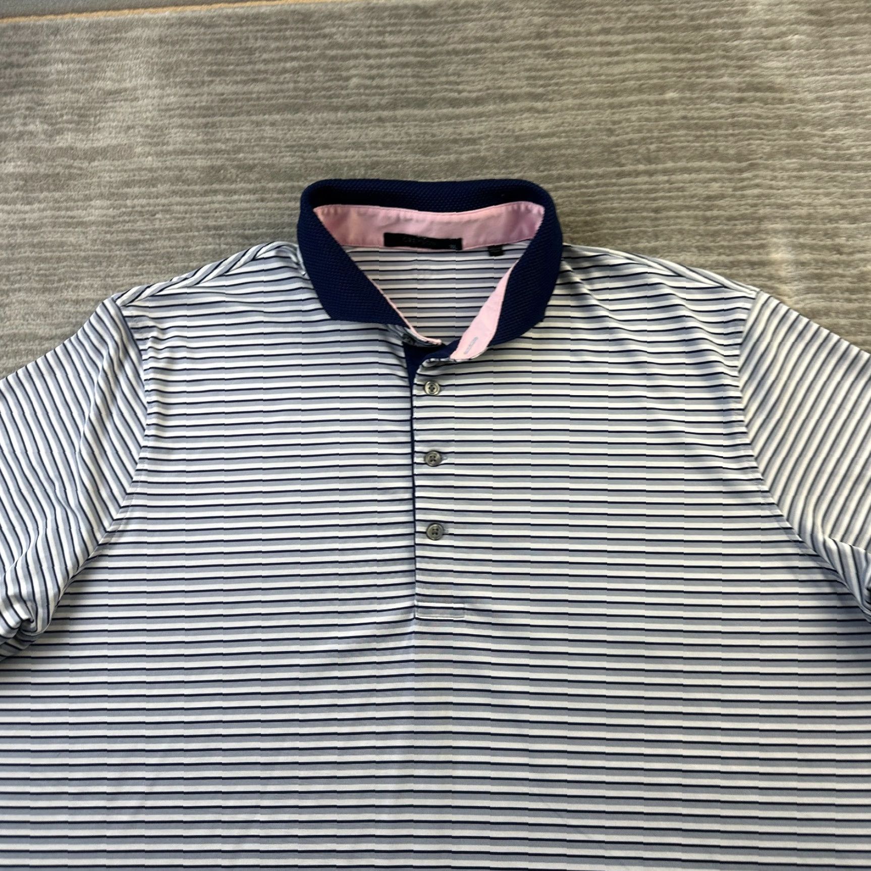 Vintage Greyson Polo Shirt Mens XL Blue Golf Performance Logo Striped Short Sleeve Collared Button Polo Size US XL / EU 56 / 4 - 3 Thumbnail