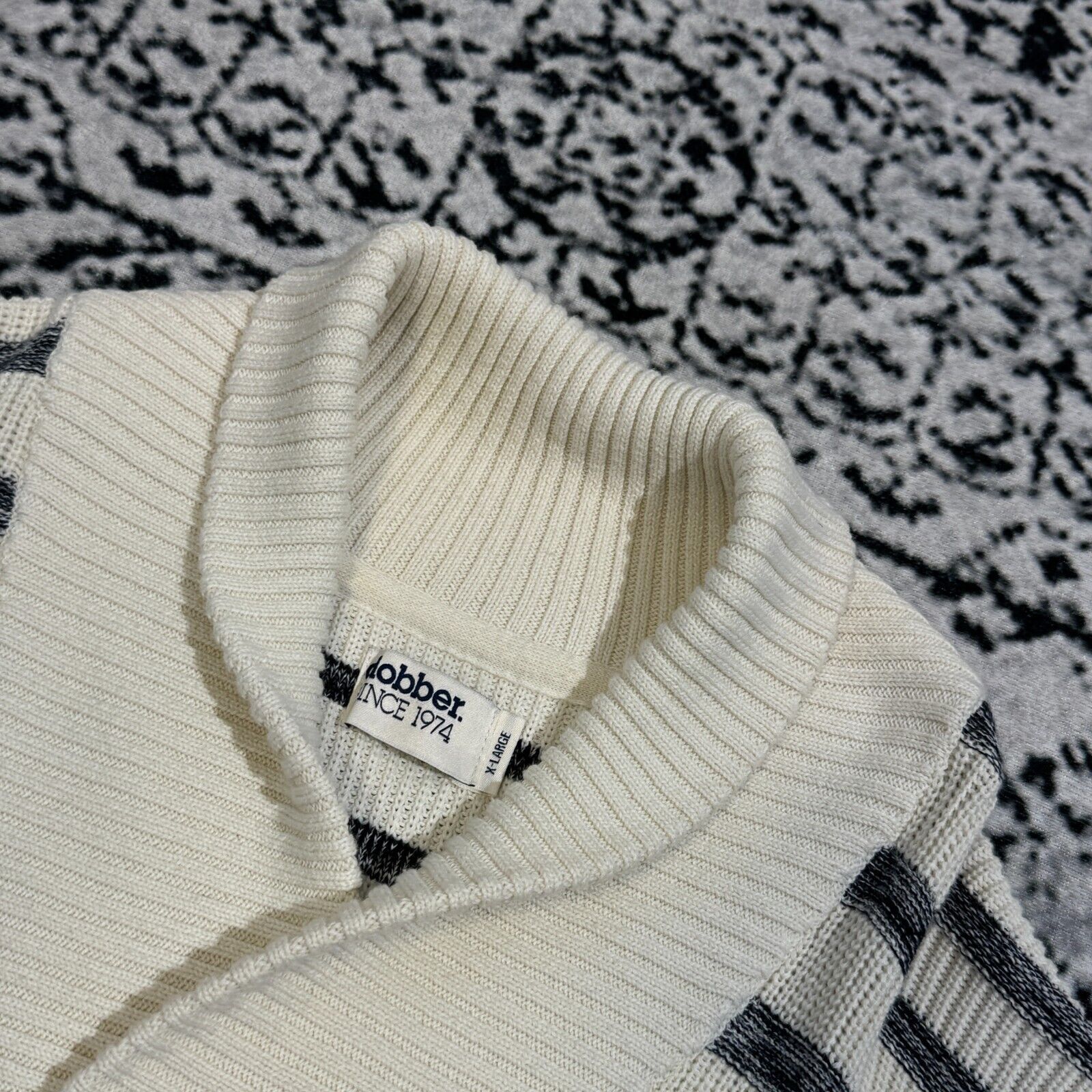 Vintage Vintage Dobber Unisex White Gray Striped Turtleneck Size XL Size US XL / EU 56 / 4 - 7 Thumbnail