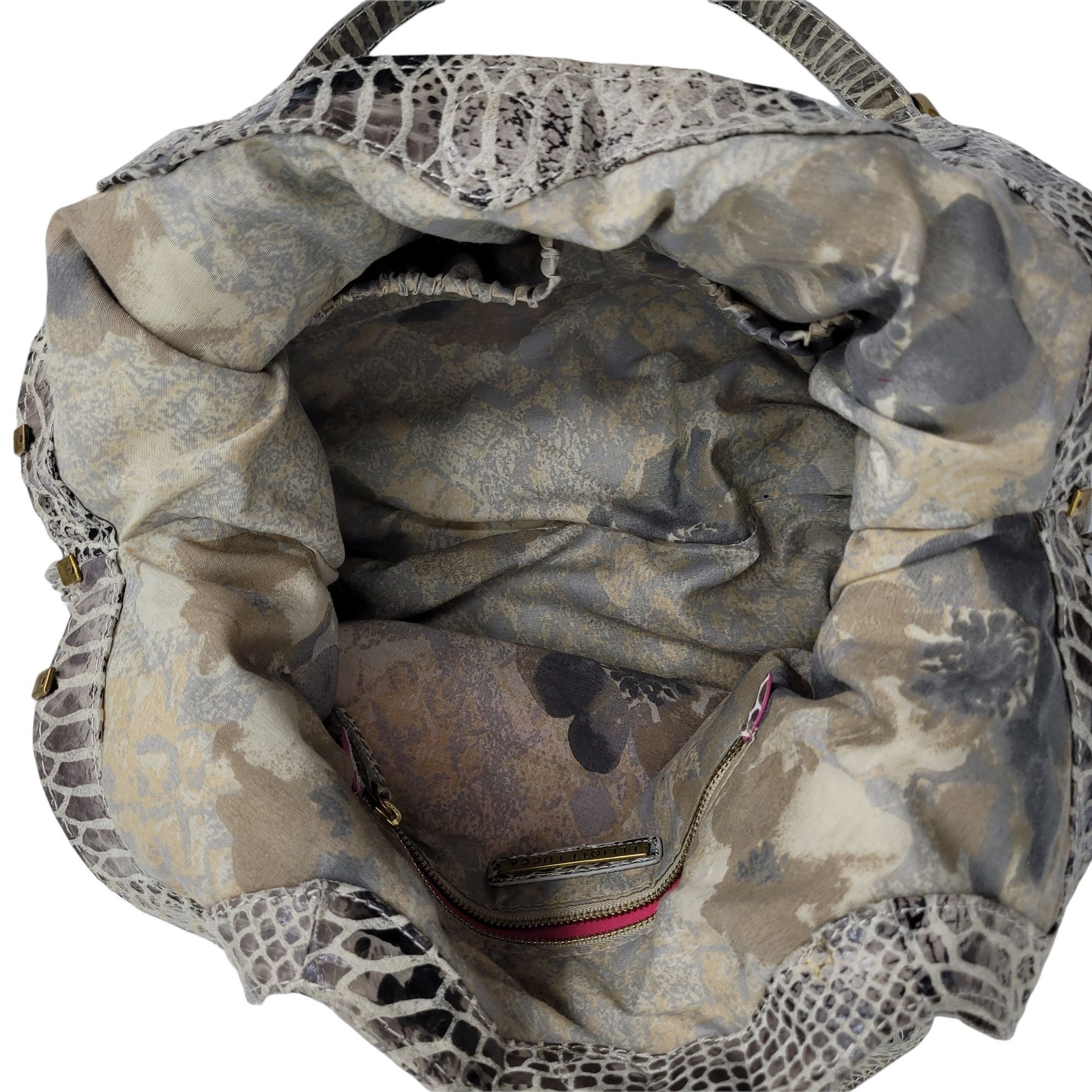 Other Elliott Lucca Leather Gray Cream Snakeskin Hobo Shoulder Bag Size ONE SIZE - 13 Thumbnail