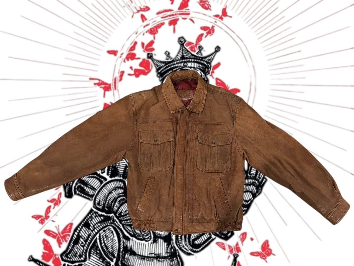 L Levis Leather Trucker Jacket