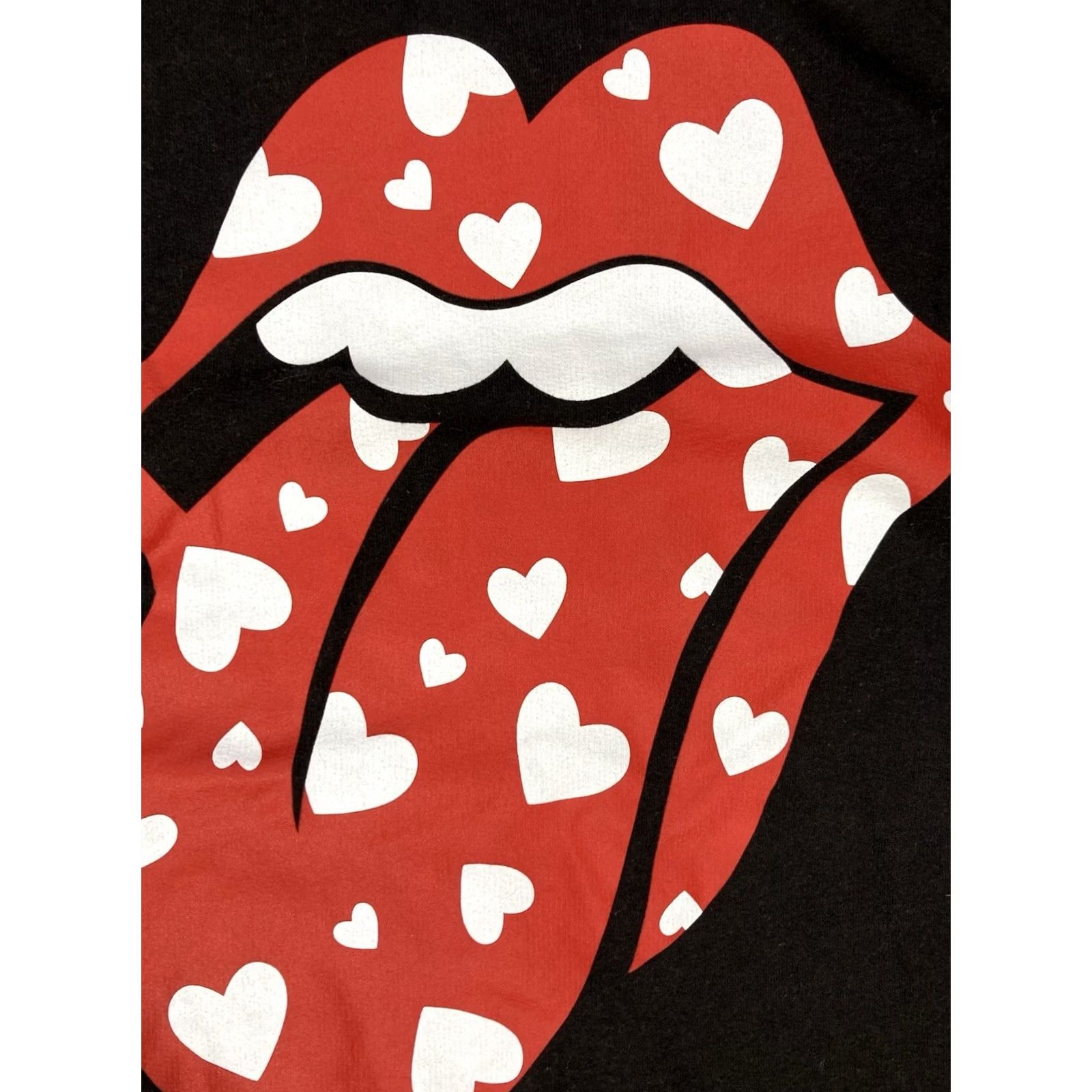 Logo 7 VINTAGE The Rolling Stones Sweatshirt Crew Neck Heart Logo Women XXL Black Lightweight Pullover Casual Music 90s Retro Graphic Print Size XXL / US 16-18 / IT 52-54 - 2 Thumbnail