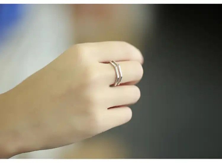 Handmade × Jewelry Abstract Ring Angles Silver Modern Punk Art Psychedelic Size ONE SIZE - 4 Thumbnail