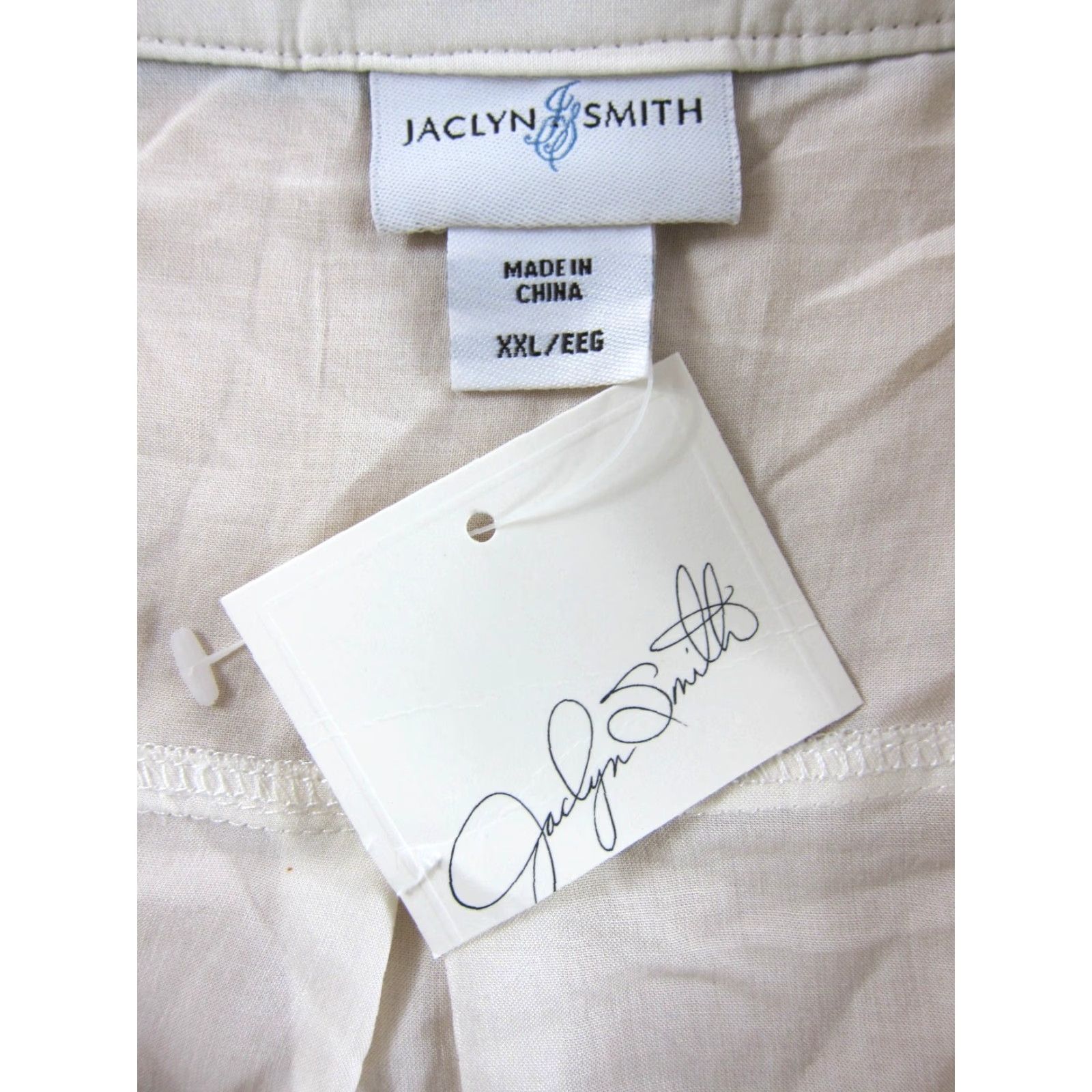 Vintage NWT Jaclyn Smith Blouse 100% Rayon Ivory XXL Tunic Long Sleeve Roll Up Shirt Women's Size XXL / US 16-18 / IT 52-54 - 3 Thumbnail