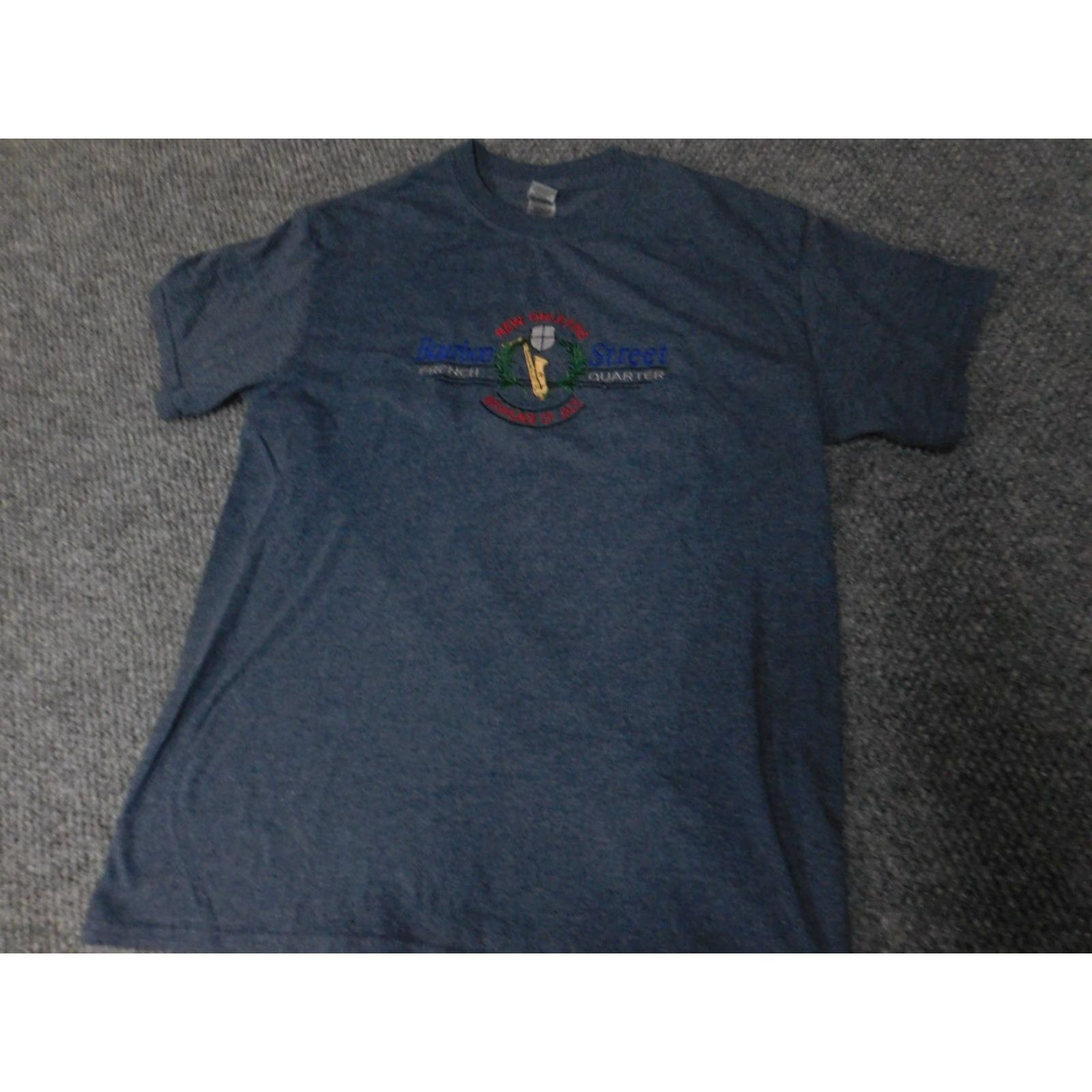 Gildan Gildan T-Shirt Shirt New orleans Mens Small Blue Bourbon Street Cotton Short Sleeve Crew Neck Logo Breathable Regular Men Size US S / EU 44-46 / 1 - 3 Thumbnail