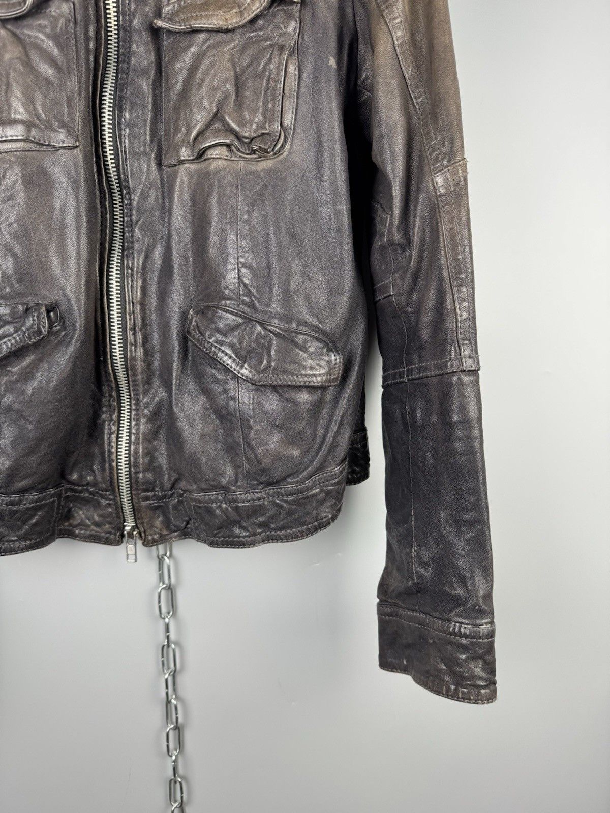 Allsaints AllSaints Post Commander Leather Biker Jacket Brown Womens Size M / US 6-8 / IT 42-44 - 8 Thumbnail