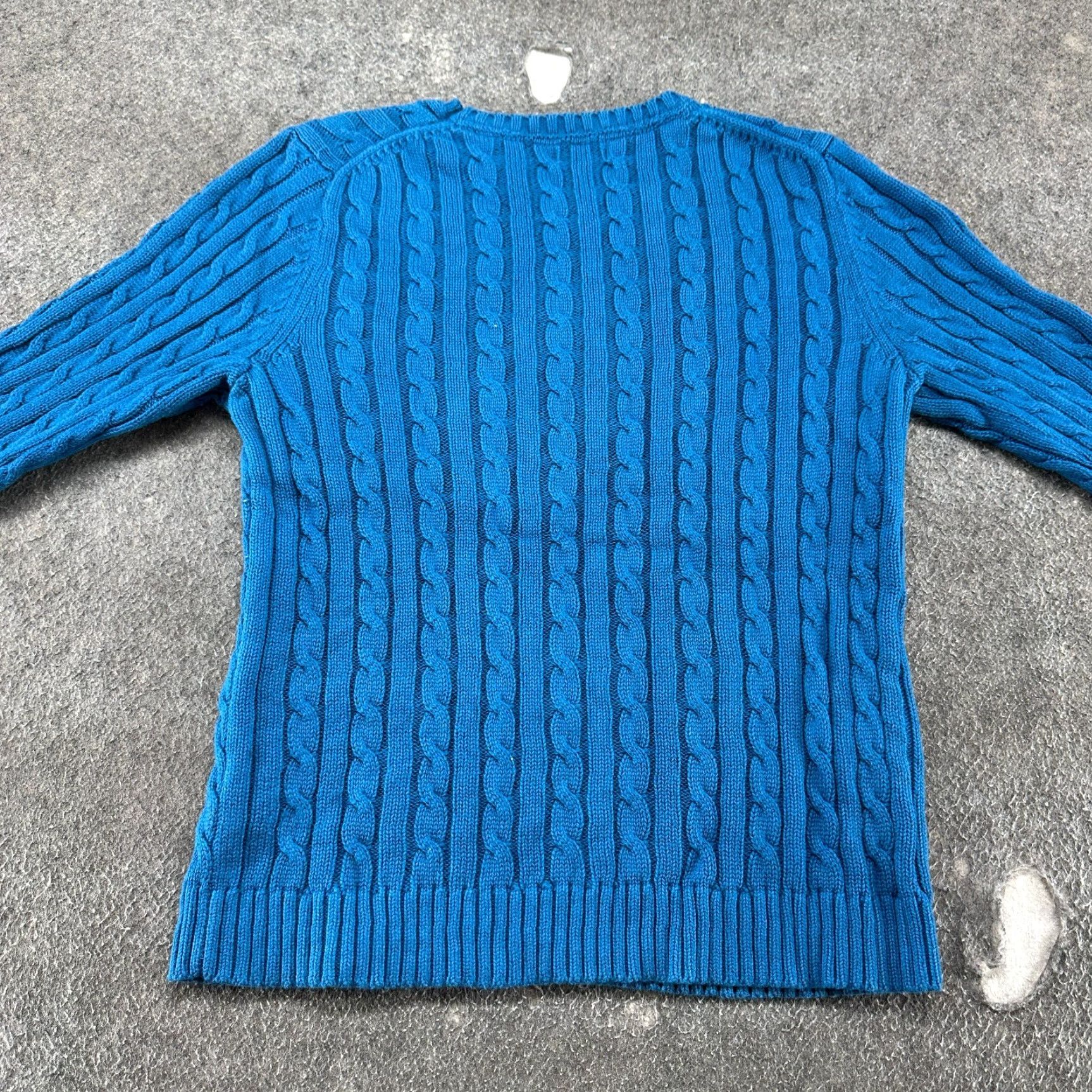 Vintage LL Bean Sweater Woman Small Blue Pullover Cable Knit Cotton Crew Neck Chunky Size S / US 4 / IT 40 - 5 Thumbnail