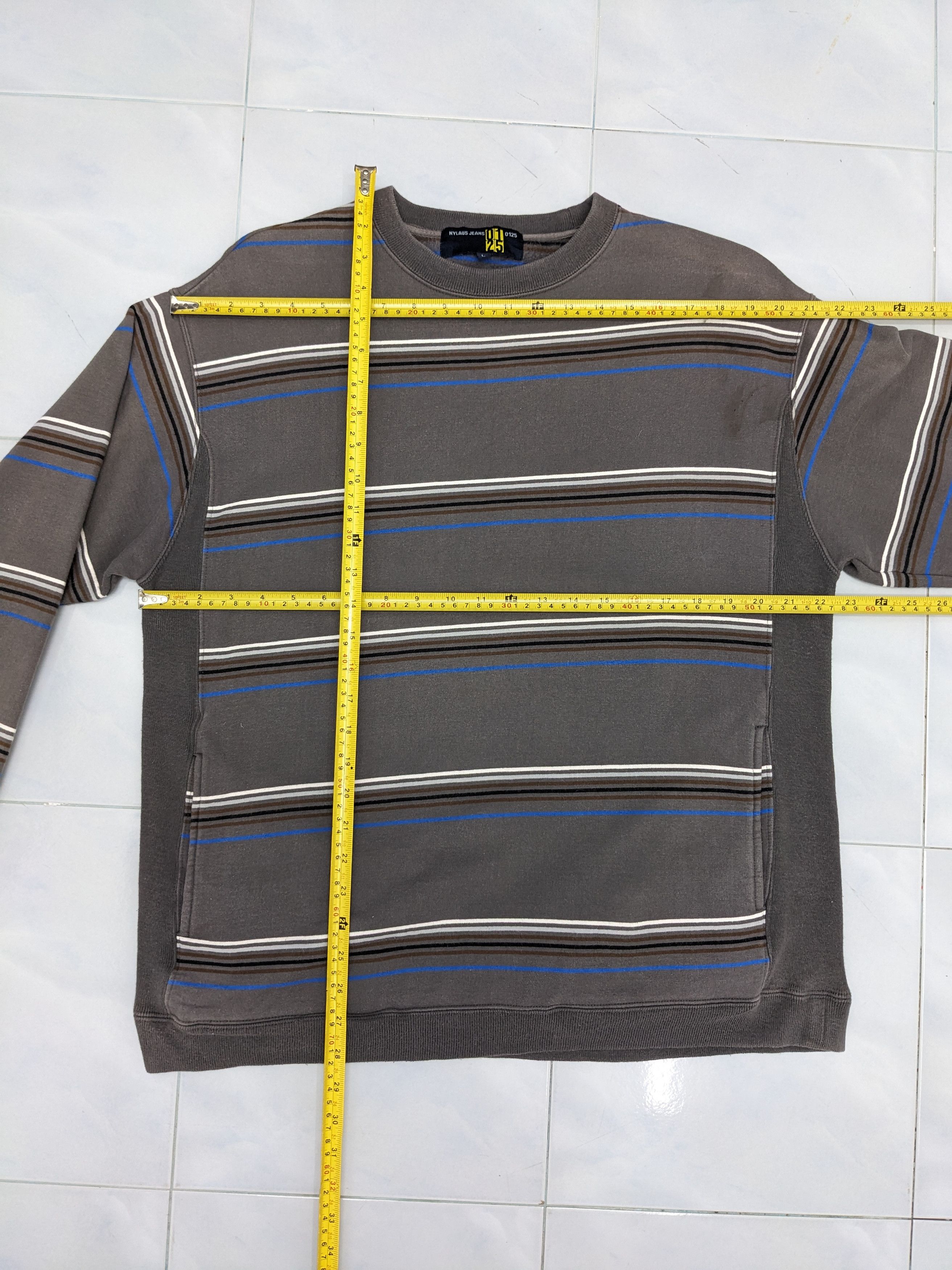 Japanese Brand Vintage NYLAUS JEANS Striped Crewneck Sweatshirt Size US L / EU 52-54 / 3 - 6 Thumbnail