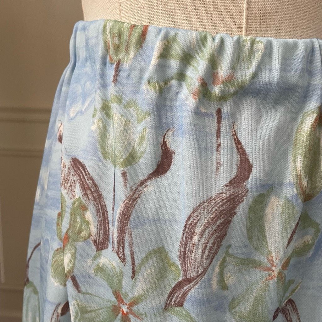 Vintage Vintage 70s Polyester A-line Skirt Blue Floral S Size 27" / US 4 / IT 40 - 4 Thumbnail
