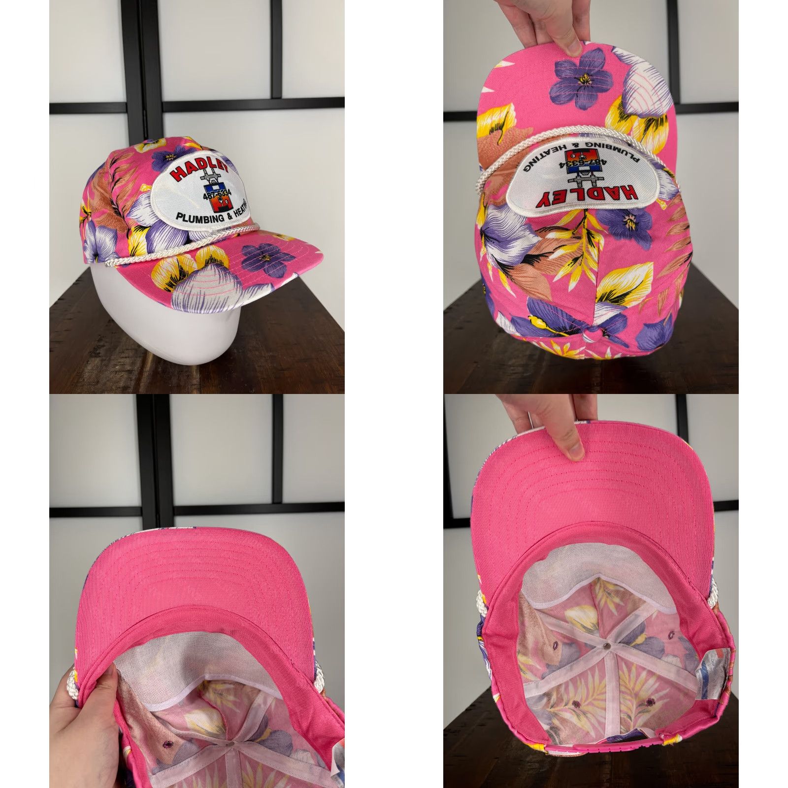 Vintage Hadley San Sun Hat Cap Snap Back Adult One Size Pink Floral Size ONE SIZE - 8 Thumbnail