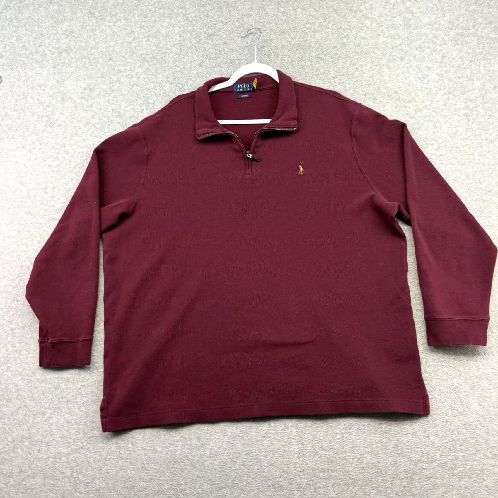 Polo Ralph Lauren VINTAGE Polo Ralph Lauren Estate Rib Quarter Zip Pullover Mens 2XL Red Maroon Knit Shirt Sweater Hoodie? Size US XXL / EU 58 / 5 - 2 Thumbnail
