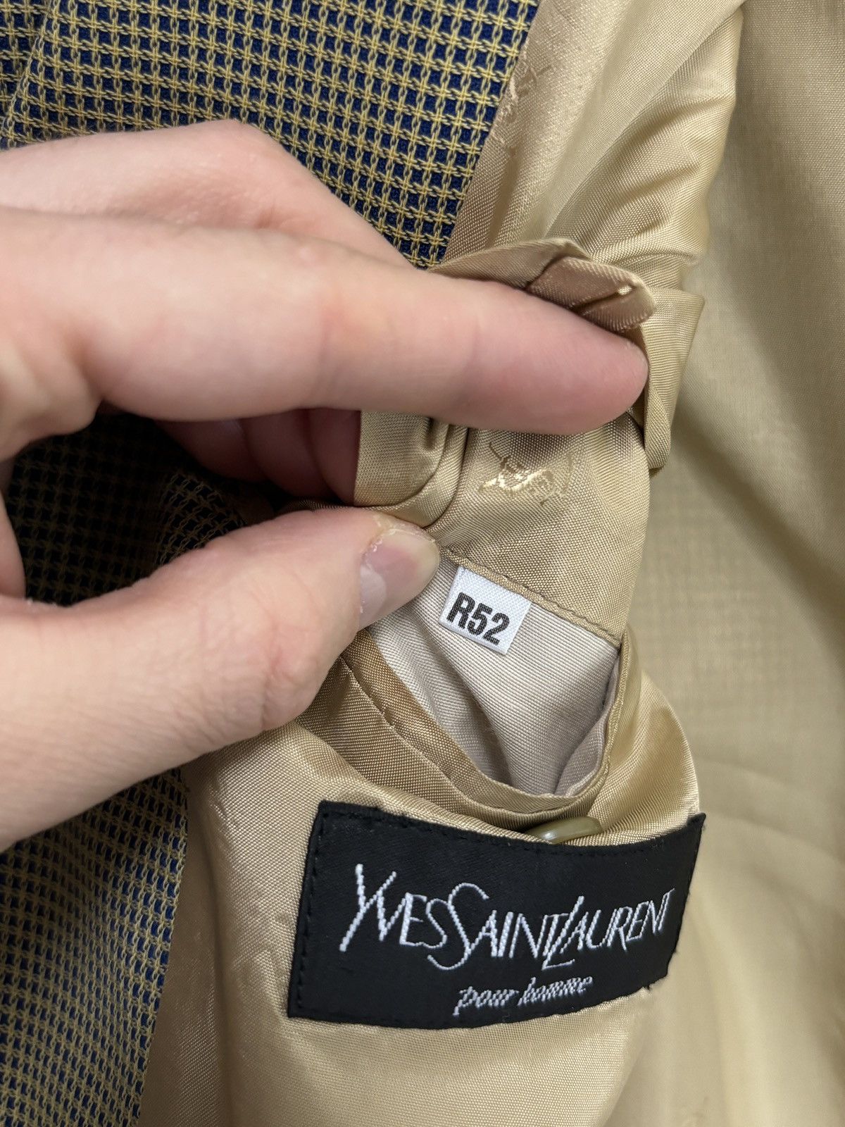 Yves Saint Laurent Vintage Yves Saint Laurent Micro Check Wool Blazer Jacket Size 52R - 10 Thumbnail