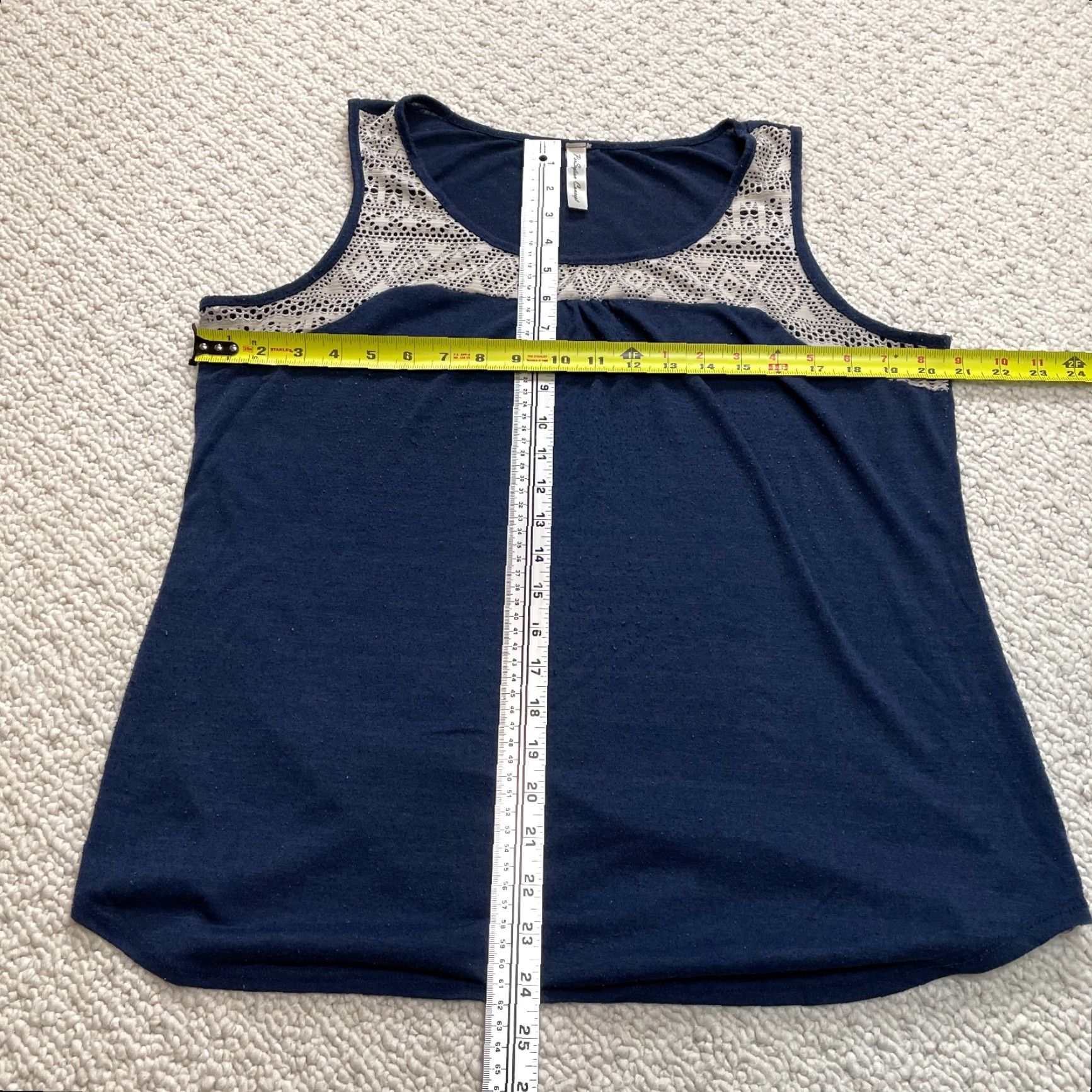 Vintage VINTAGE Perseption Concept Tank Top Shirt Womens Large Navy Blue w/ White Lace Trim Soft Size L / US 10 / IT 46 - 6 Thumbnail