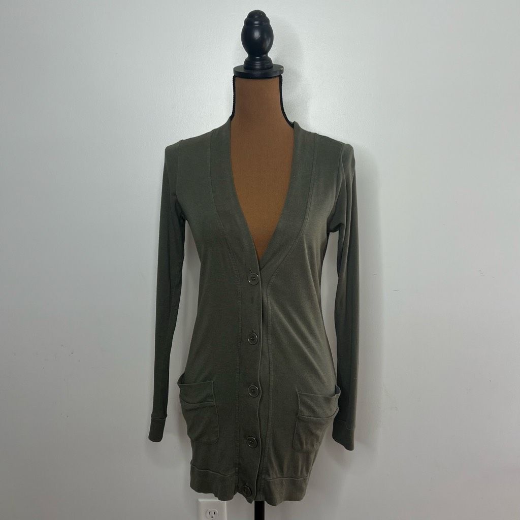 Derek Rose Pink Rose, Olive Green Button Front Cardigan, Button Cinched Size S / US 4 / IT 40 - 9 Thumbnail