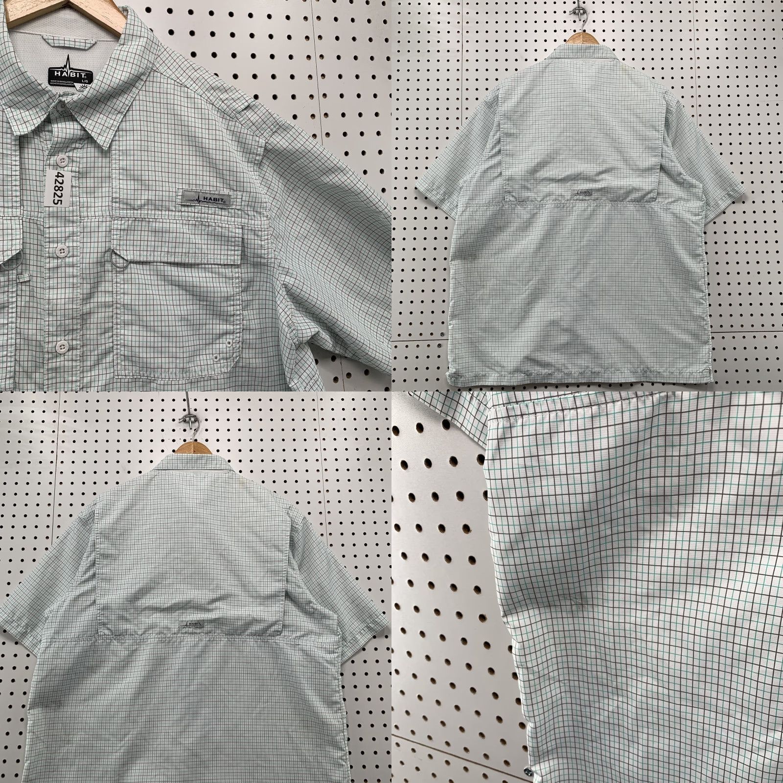 Habitat HABIT Plaid Button-Up Shirt Short Sleeve Men’s Large White Outdoor Casual Shirt Men Size US L / EU 52-54 / 3 - 8 Thumbnail