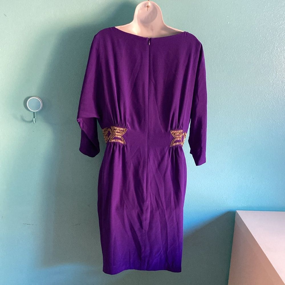 Trina Turk Trina Turk Womans Purple Silk Drape Neck Dress Size 12 Beade Size XL / US 12-14 / IT 48-50 - 8 Thumbnail