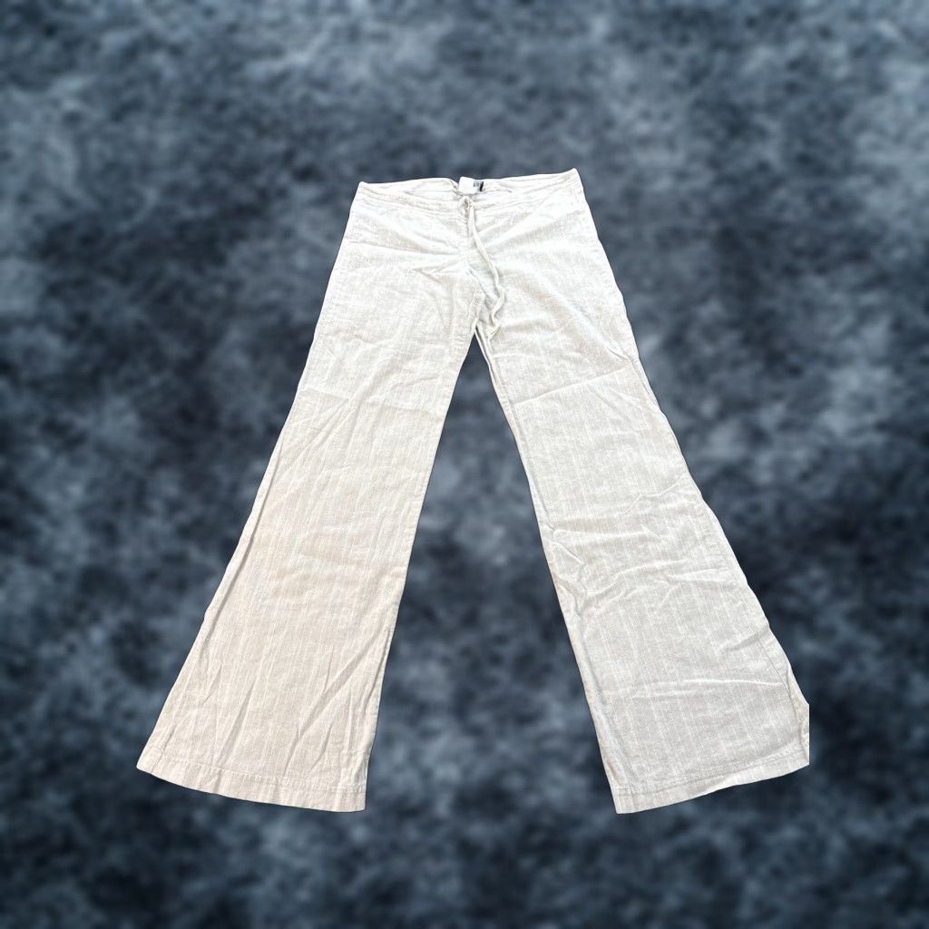 Vintage VINTAGE Wet-seal Pants Womens Small S Linen Bootcut Ivory Striped 90s Flair Boot 30x30, Pants Womens, 90s, Bootcut, Linen, Ivory, S Size 28" / US 6 / IT 42 - 1 Thumbnail