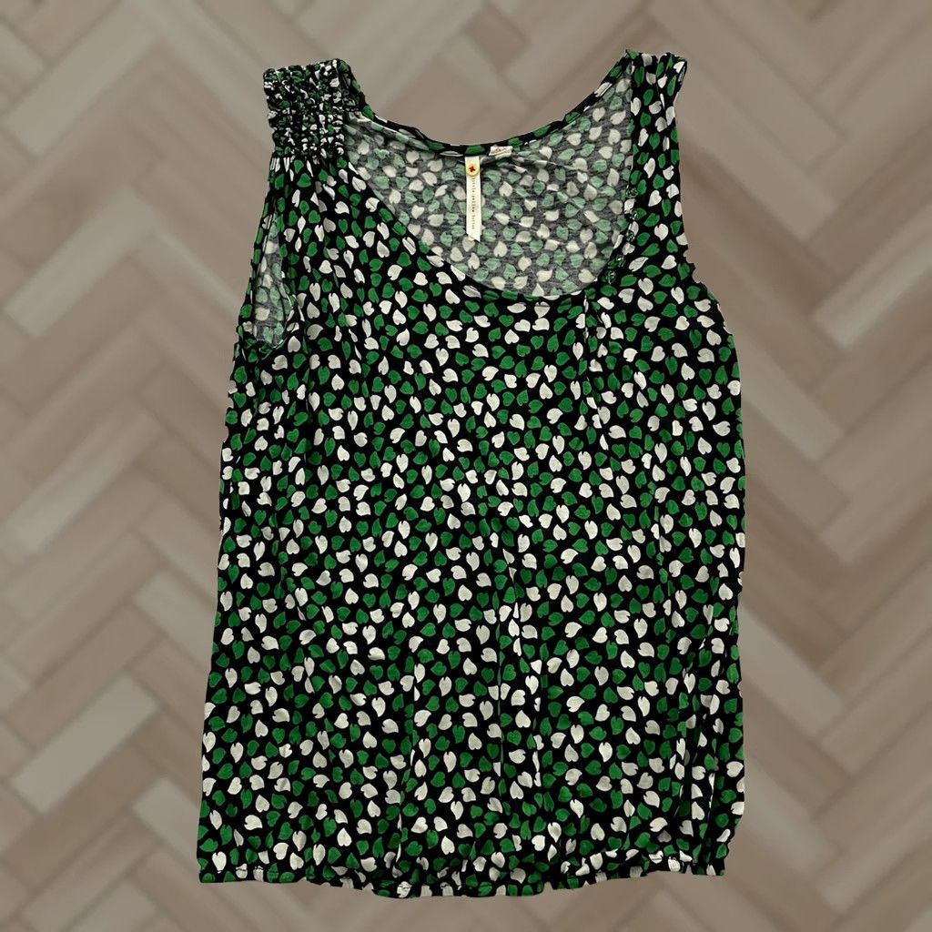 Anthropologie VINTAGE Little Yellow Button Tank Shirt Womens XS Green Short Sleeve Sleeveless Top Size XS / US 0-2 / IT 36-38 - 1 Thumbnail