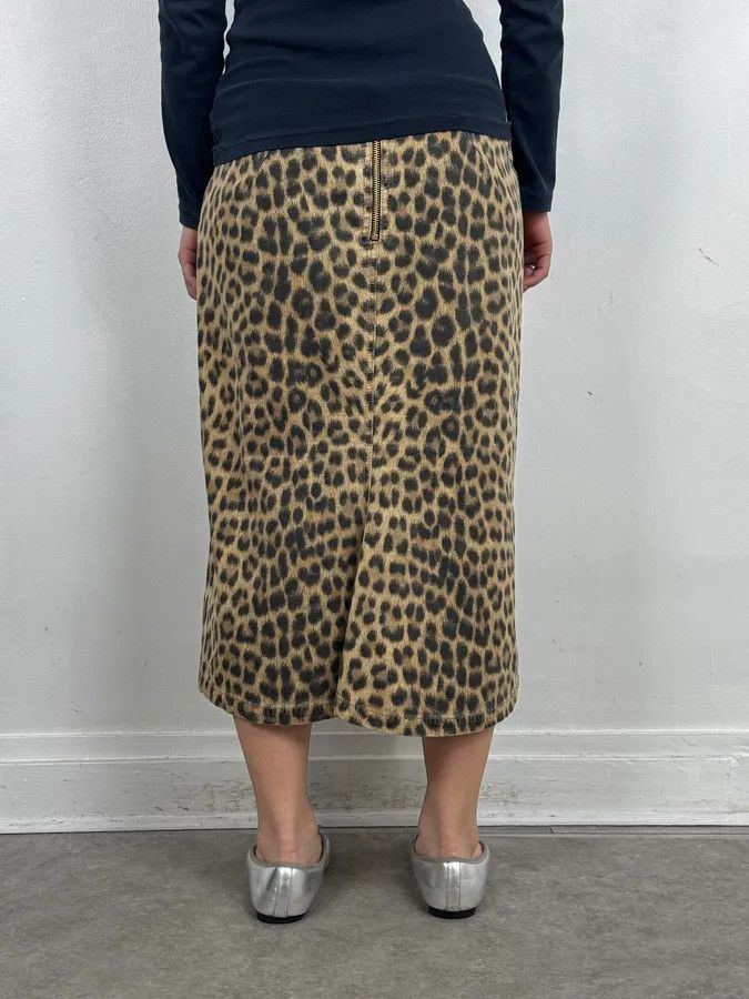 Roberto Cavalli AW2005 Roberto Cavalli Beige Wool Blend Leopard Print Skirt Size 29" - 4 Thumbnail