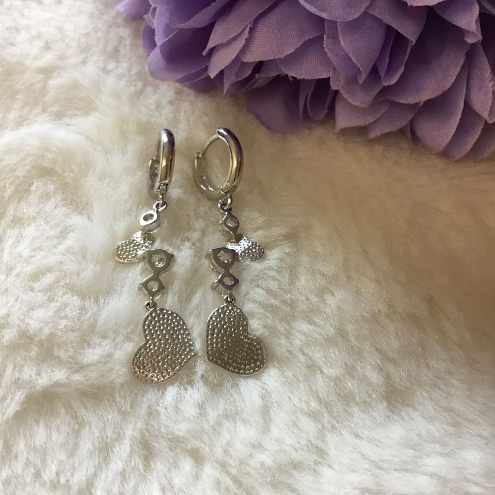 Other Charm Heart with Crystals Huggie Earrings Size ONE SIZE - 1 Thumbnail