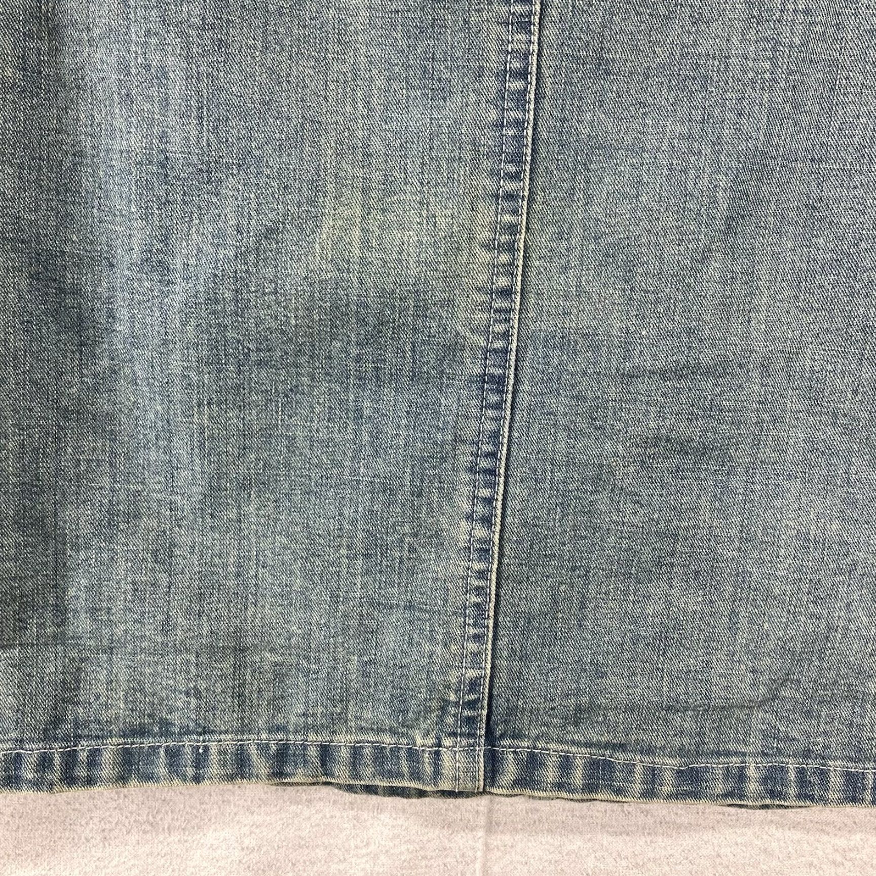 Denime VINTAGE Women's 90s Short Denim Skirt Sz 10 Blue Cotton Denim A-Line Pockets Washed Out Deco Waist Mid Relaxed Casual Mens? No gender. End. Size 32" / US 10 / IT 46 - 7 Thumbnail