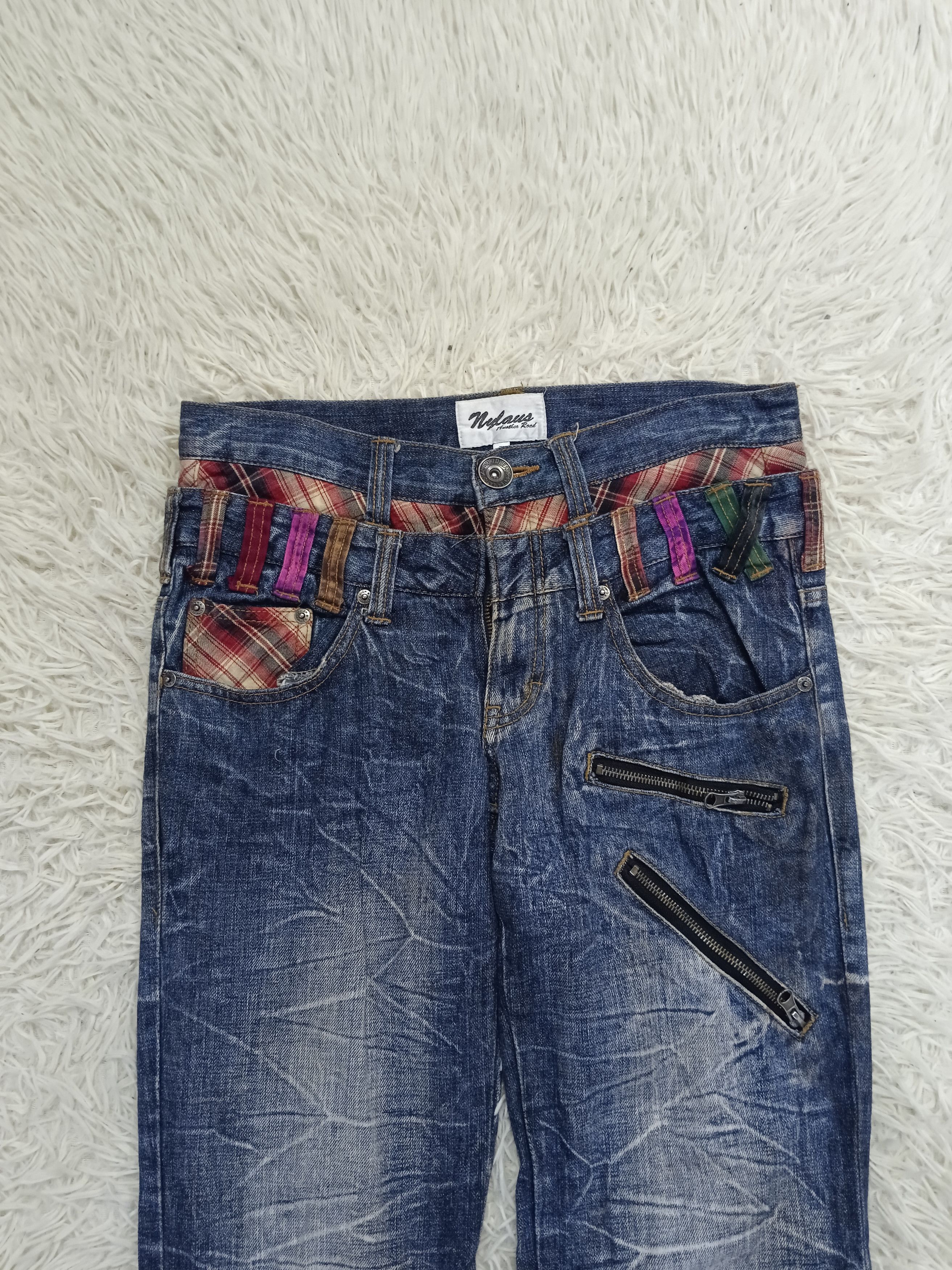 Japanese Brand INSANE 90s SICK DOUBLE WAIST NYLAUS DENIM PANTS Size US 30 / EU 46 - 3 Thumbnail
