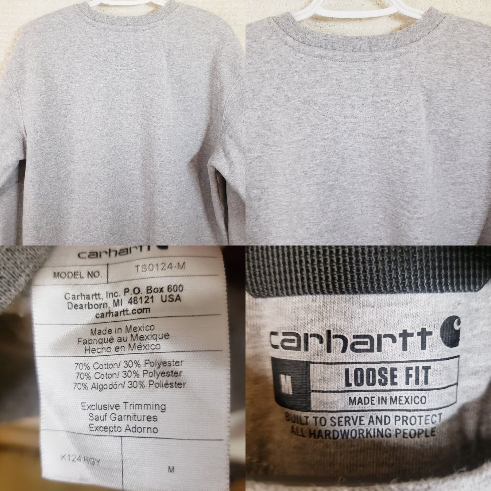 Carhartt VINTAGE Carhartt Sweatshirt Mens Medium Gray Loose Fit Crewneck Workwear K124 HGY Size US M / EU 48-50 / 2 - 8 Thumbnail