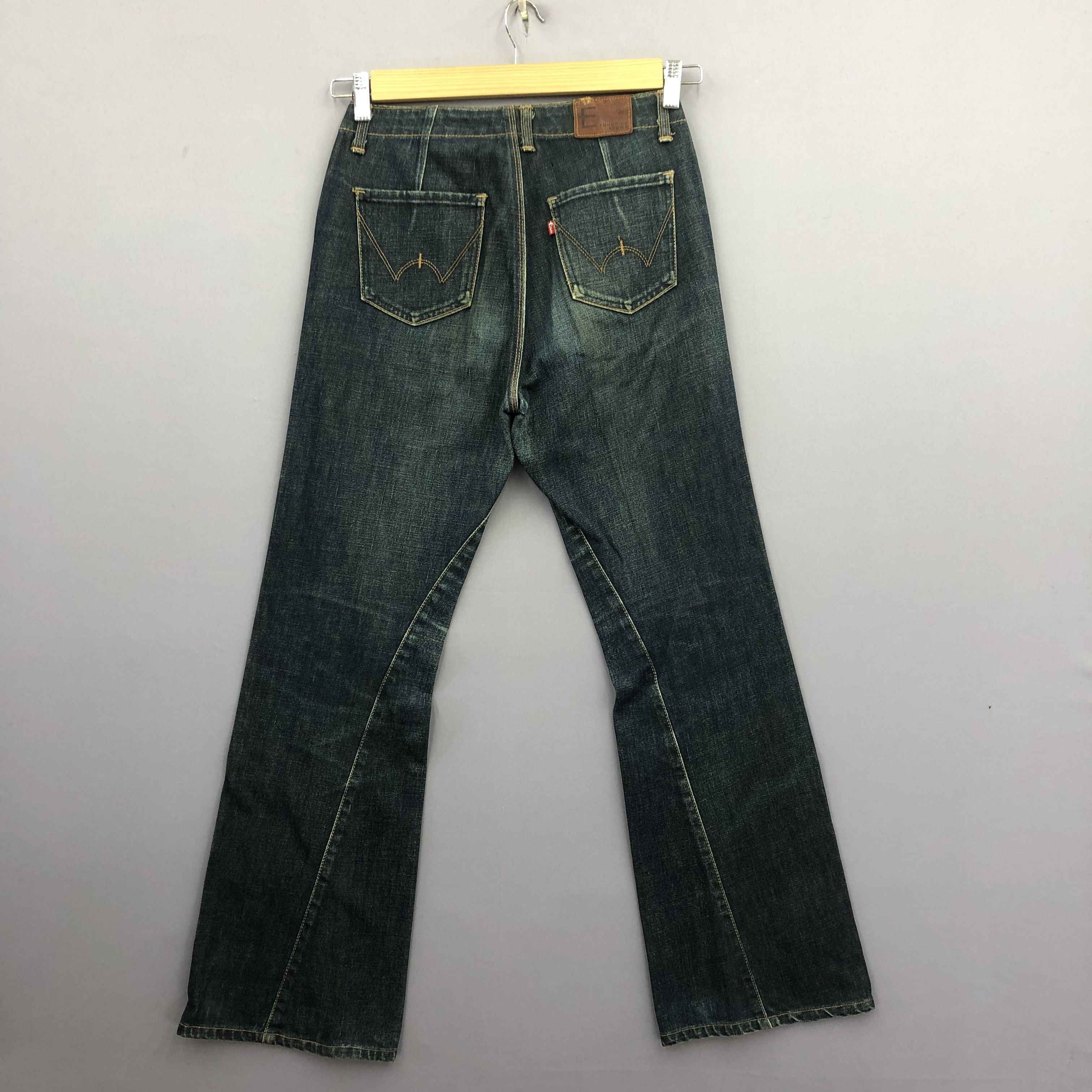 Japanese Brand Vintage Edwin E Function Blue Wash Flared Bootcut Jeans Size 28" / US 6 / IT 42 - 2 Thumbnail