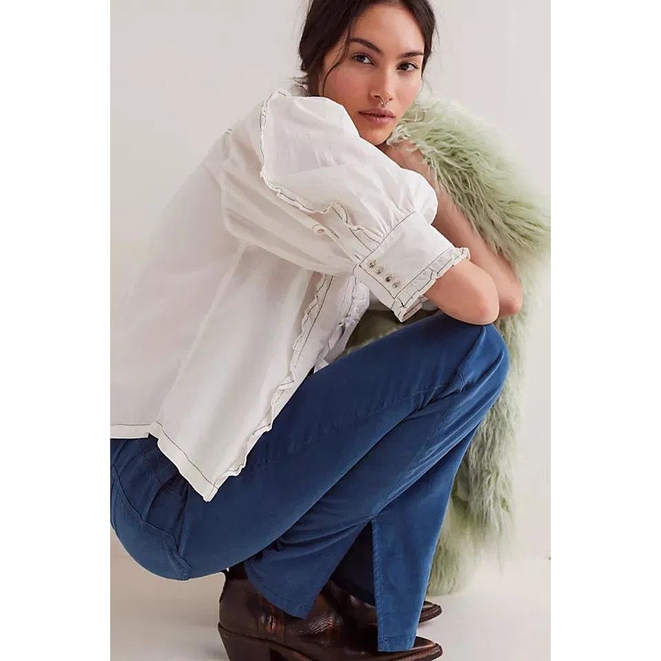 Free People New We The Free Level Up Slit Cord Jeans $98 SIZE 30 Blue Size 30" / US 8 / IT 44 - 3 Thumbnail