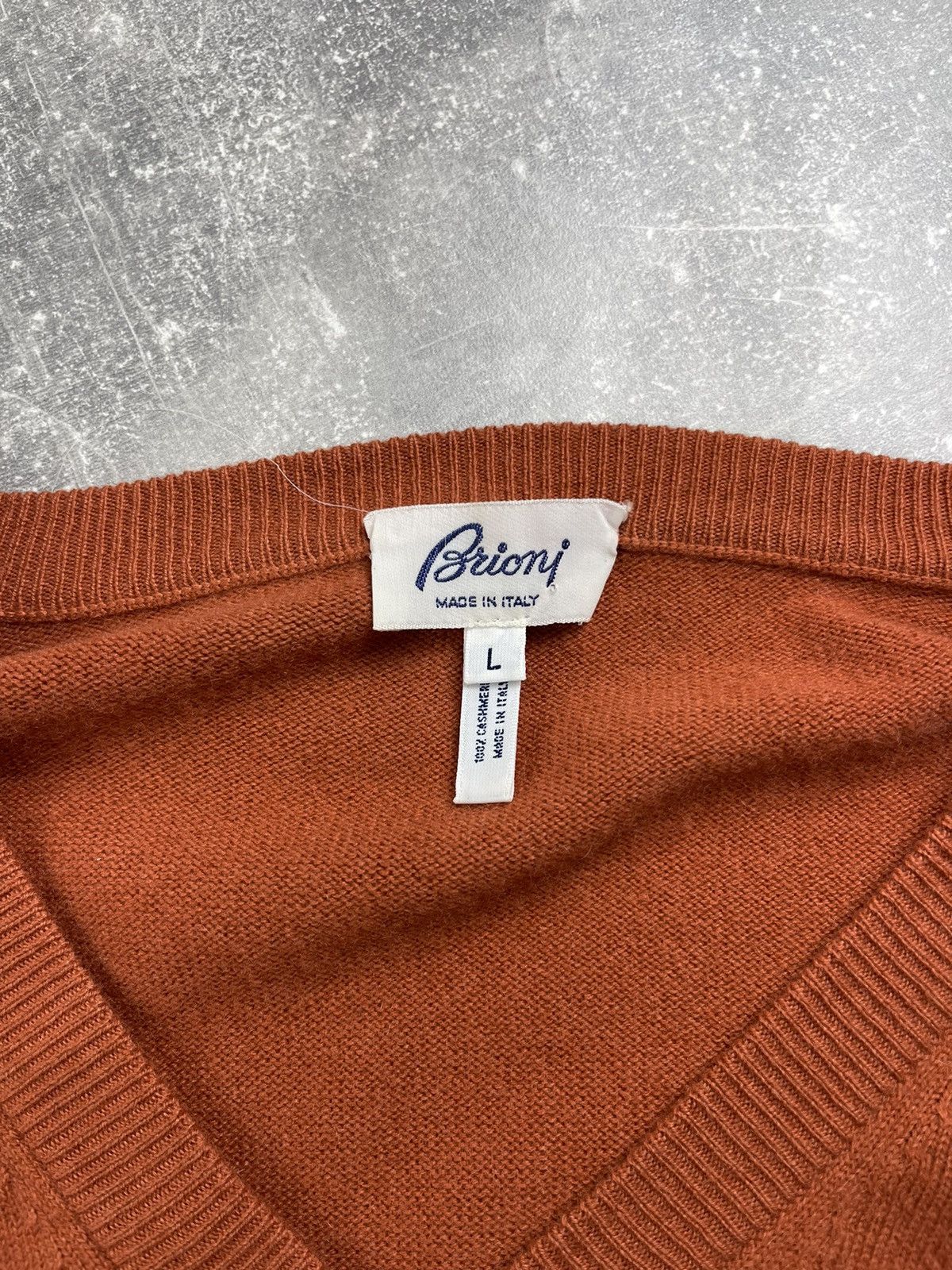 Brioni Brioni 100%Cashmere Luxury V-Neck Knit Orange Sweater Brown Size US L / EU 52-54 / 3 - 10 Thumbnail