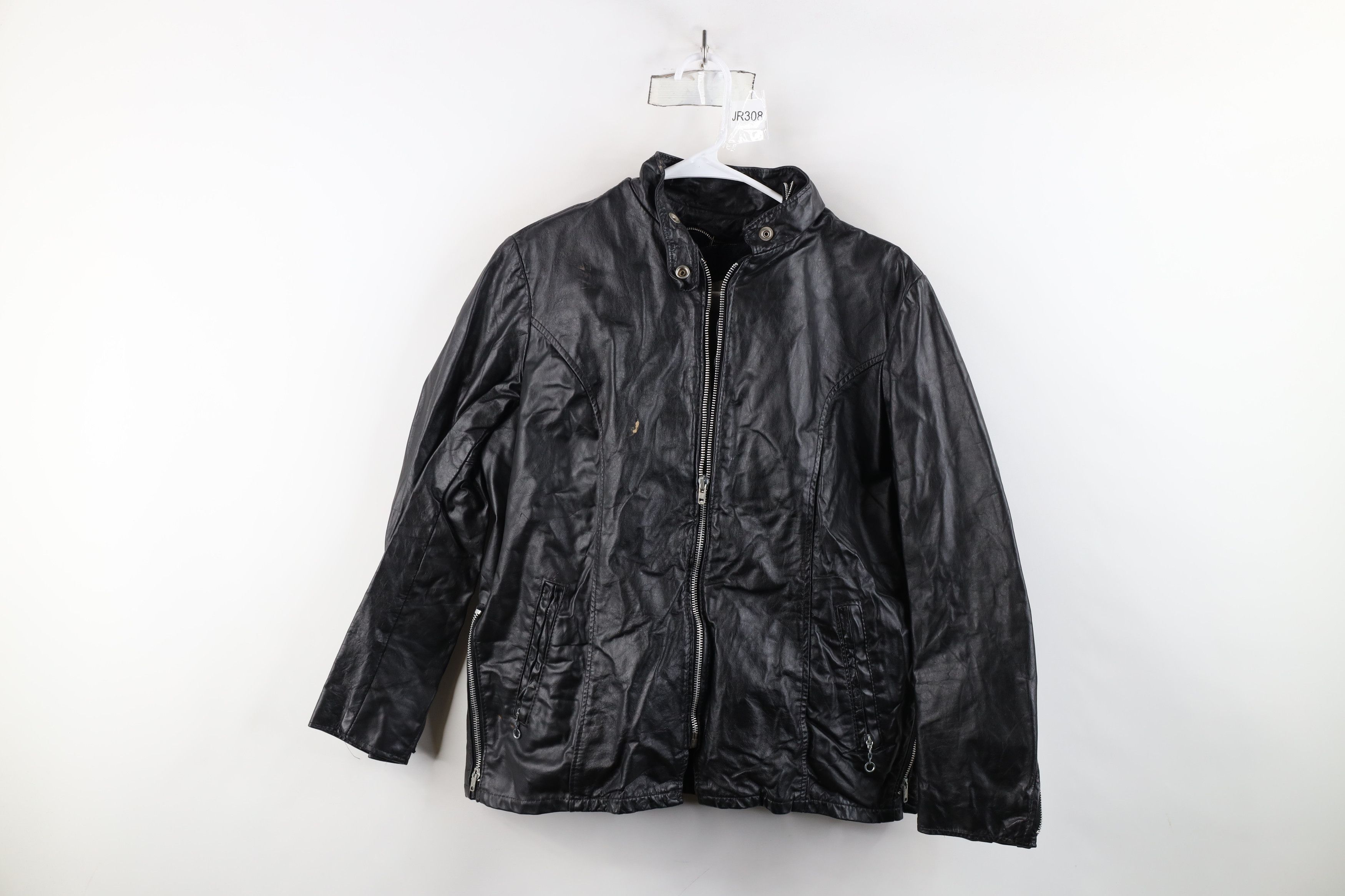 Vintage Vintage 70s Streetwear Leather Cafe Racer Bomber Jacket USA Size XL / US 12-14 / IT 48-50 - 1 Thumbnail