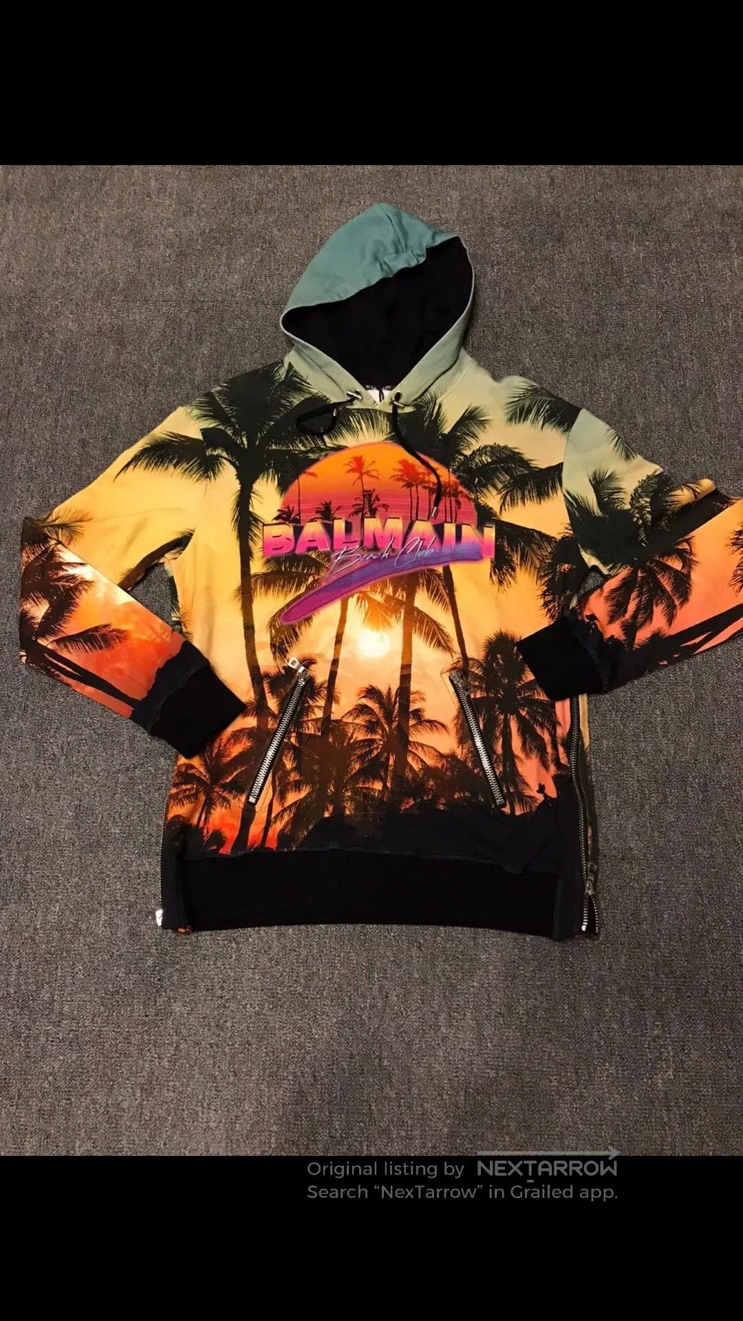 Balmain Multi Sunset Palm Tree Print Hoodie. Size US S / EU 44-46 / 1 - 3 Thumbnail