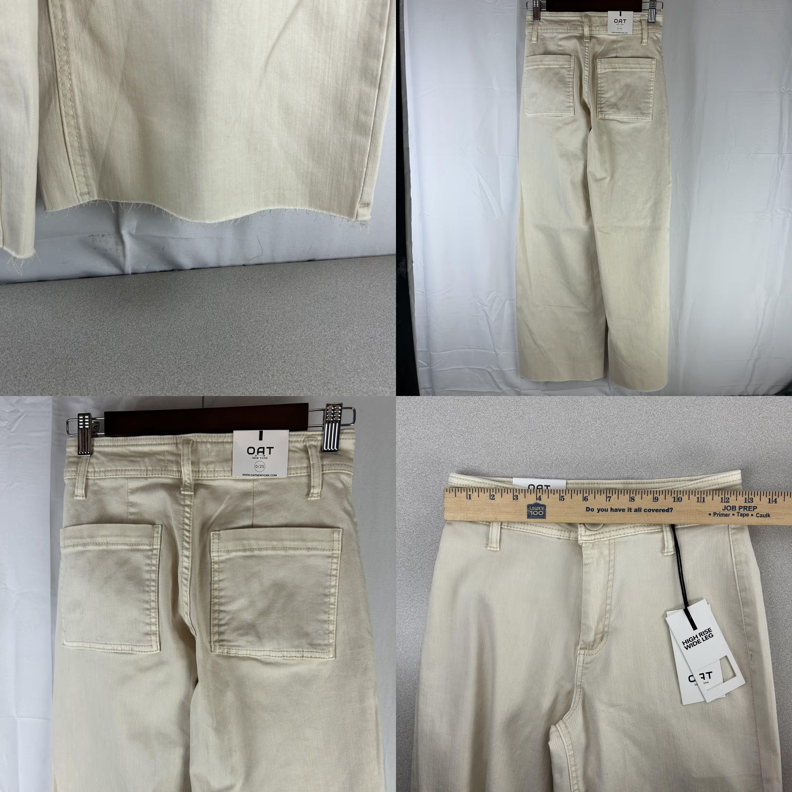Vintage OAT New York Pants Womens 0/25 Beige High Rise Wide Leg Stretch Twill Chino Size 25" / US 0 / IT 36 - 8 Thumbnail