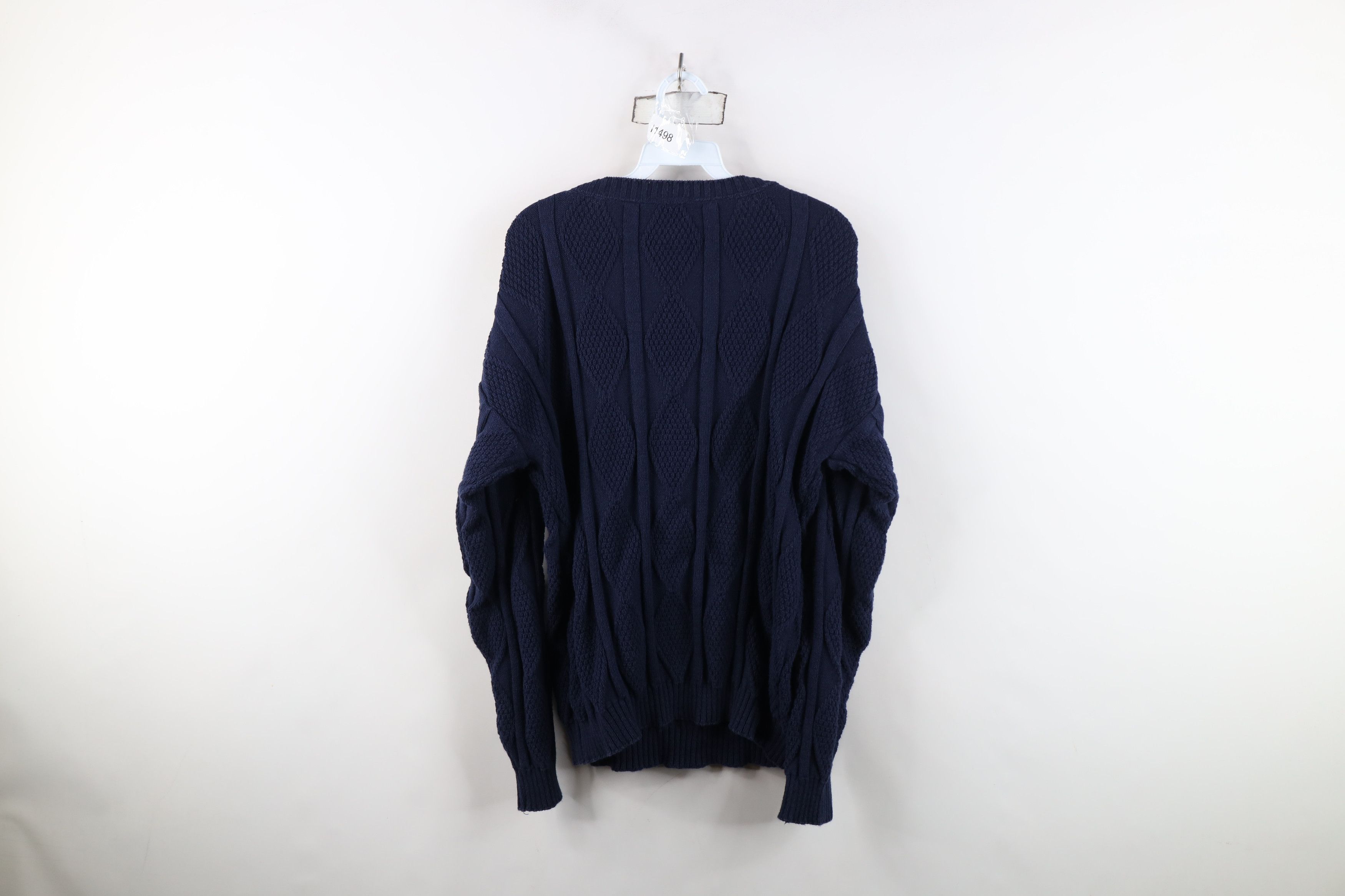 Vintage Vintage 90s Streetwear Heavyweight Cotton Knit Sweater Blue Size US L / EU 52-54 / 3 - 7 Thumbnail