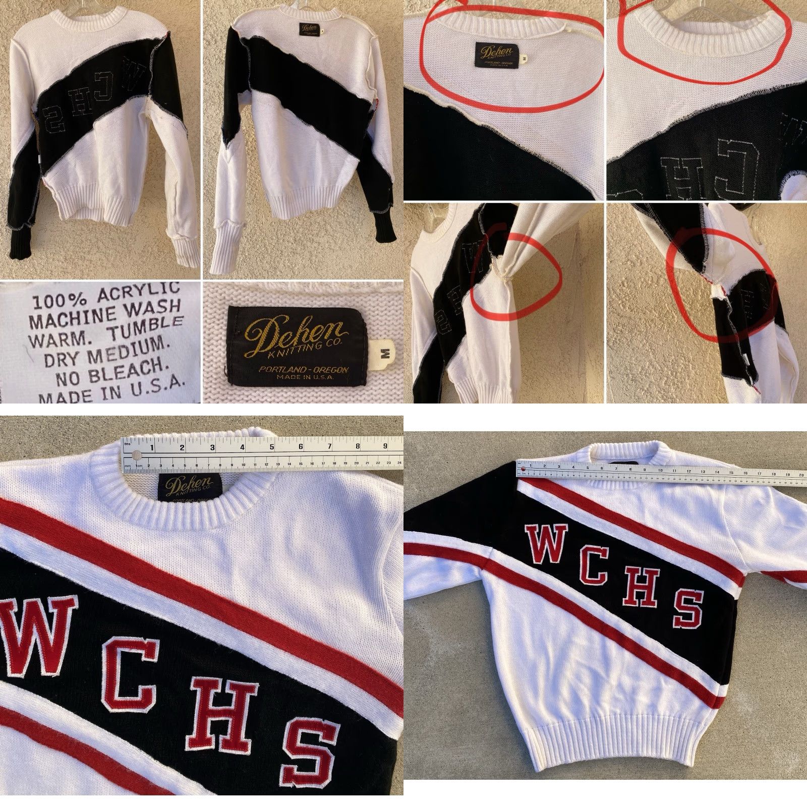 Vintage VINTAGE Dehen Cheerleader Sweater WCHS White Black Red Acrylic Knit Size M Size M / US 6-8 / IT 42-44 - 10 Thumbnail