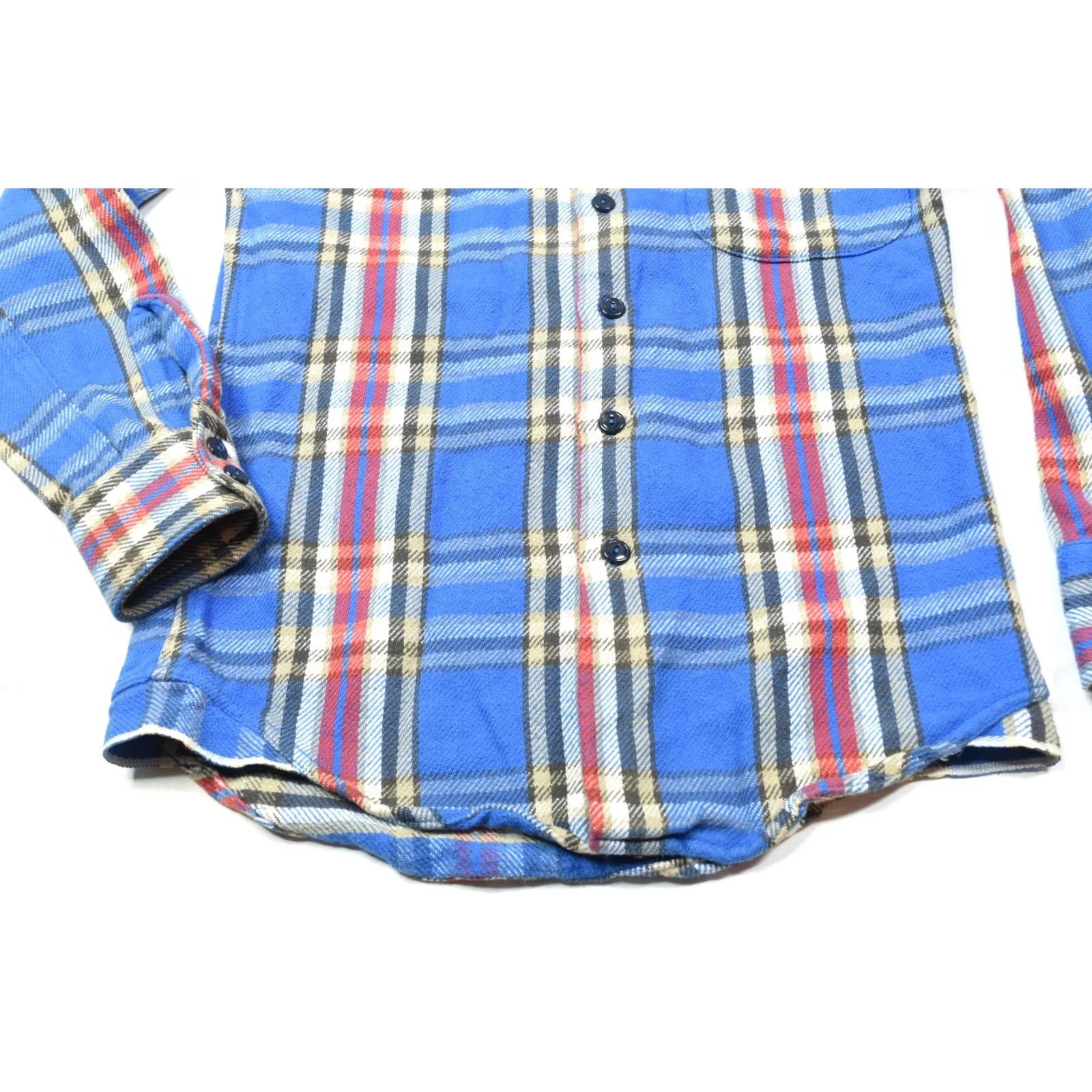 Vintage Naked & Famous Denim Flannel Shirt Slim Button-Down Mens XS Blue Red Plaid Long Sleeve Shirt Size US S / EU 44-46 / 1 - 4 Thumbnail