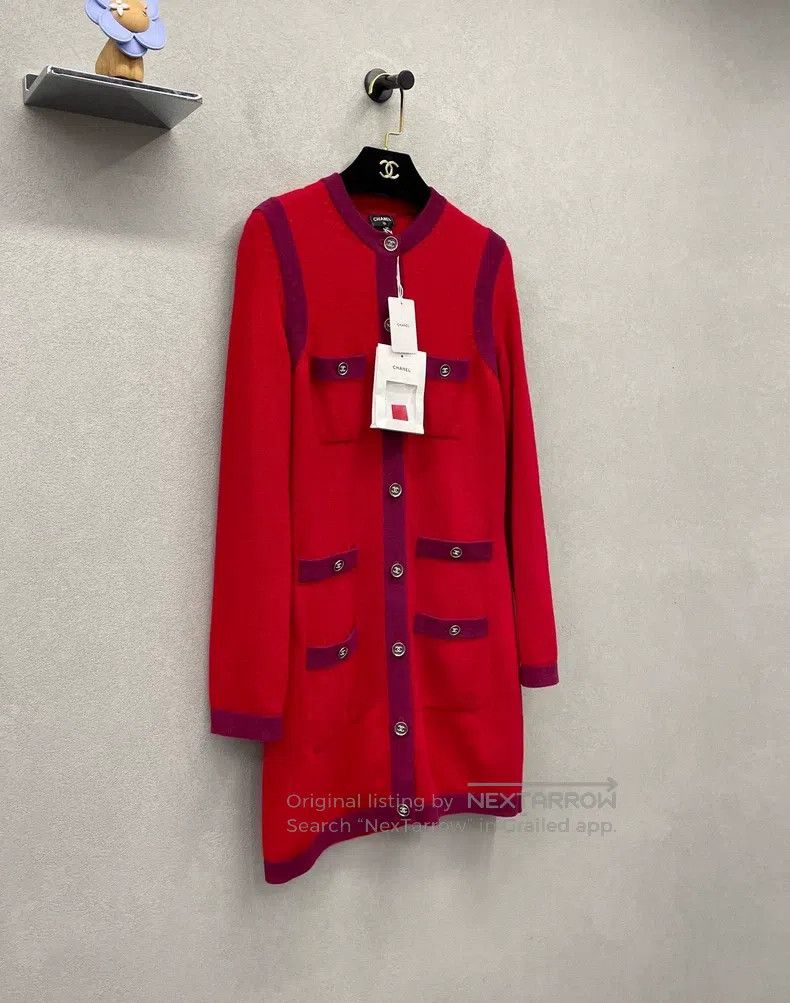 Chanel Chanel Red knitted cardigan coat Size XXS / US 00 / IT 34 - 3 Thumbnail