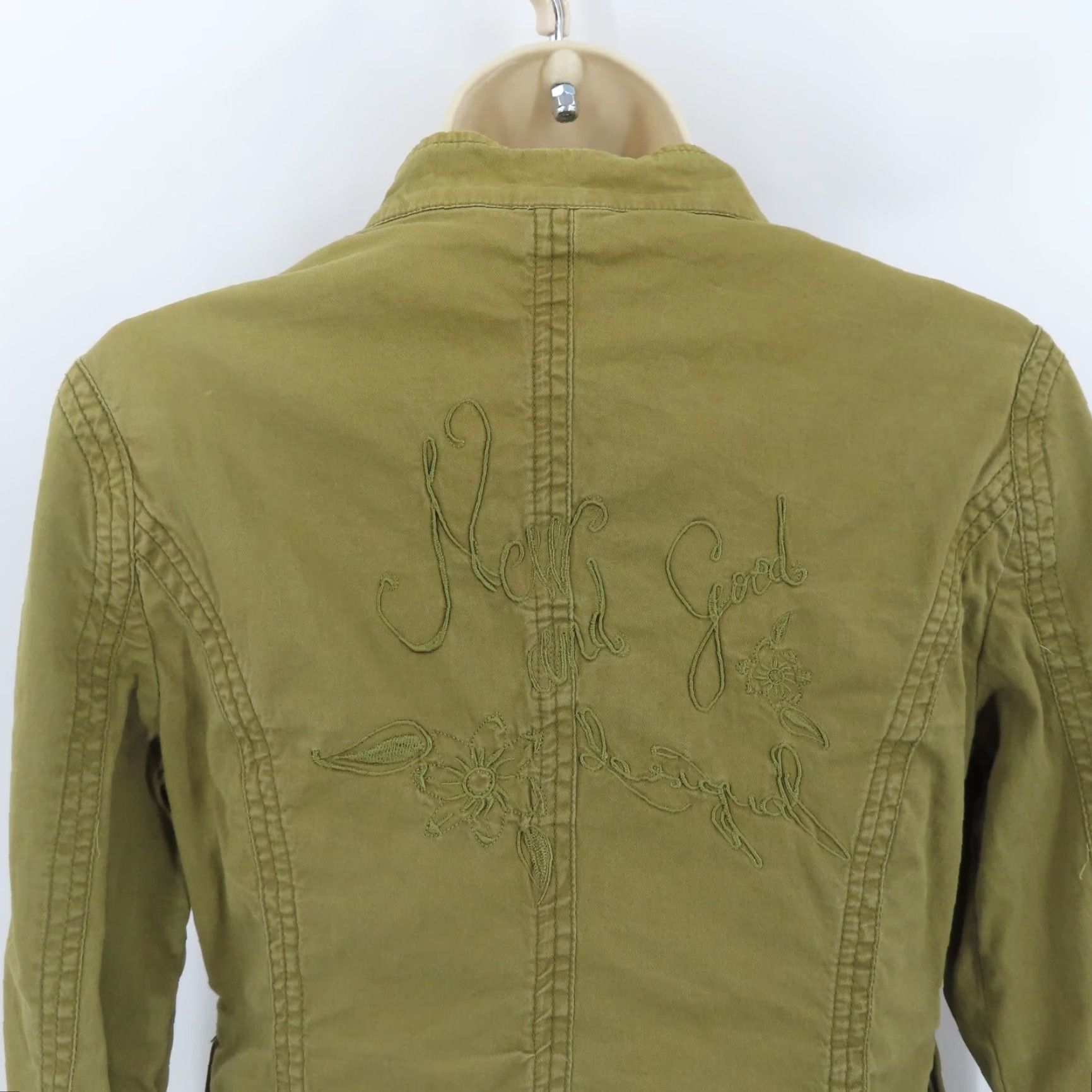 Desigual Desigual Jacket Womens 36 Green Embroidered Pockets Zip Coat Coat Size XS / US 0-2 / IT 36-38 - 6 Thumbnail